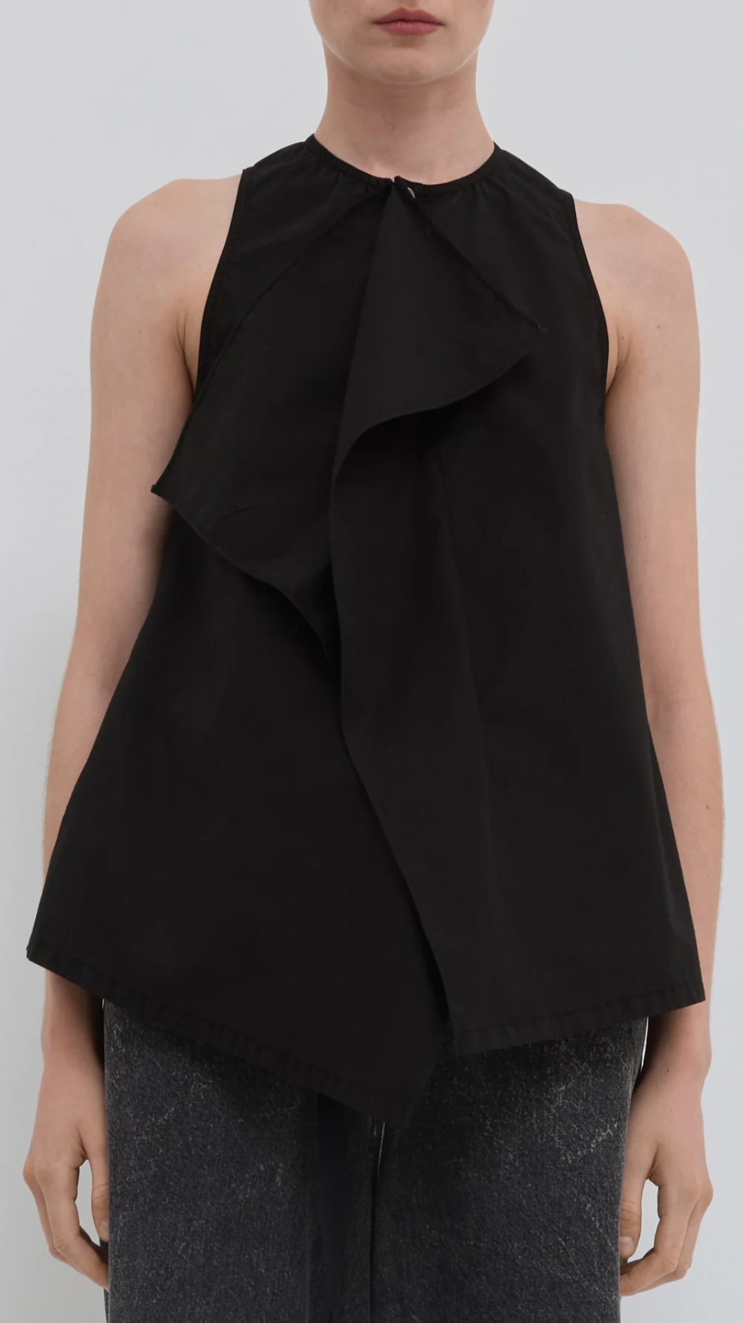 Christian Wijnants Tilos Sleeveless Top With Ruffle in Black