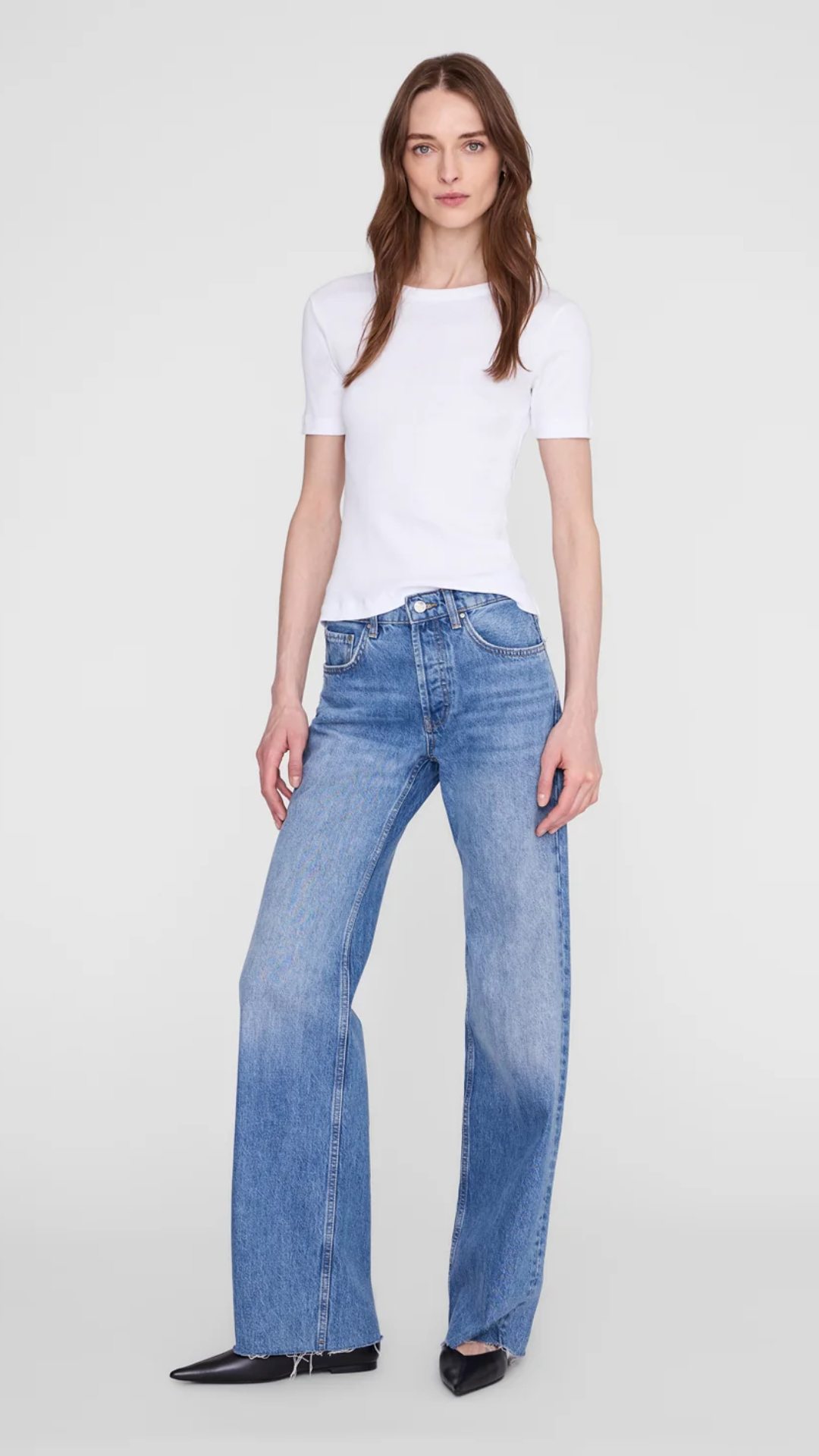 Anine Bing Sixtine Tee Short Sleeve in White