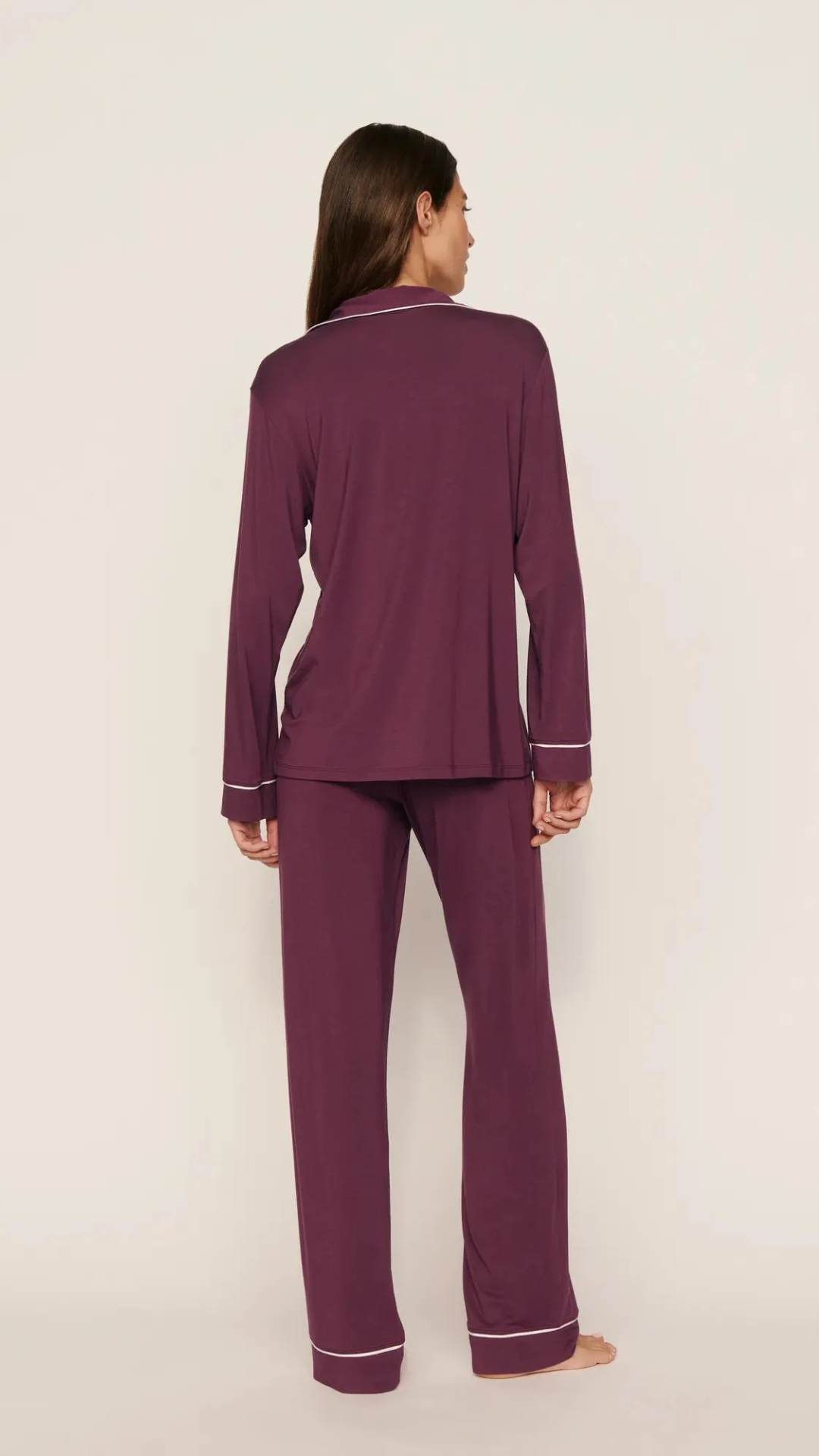 Eberjey Gisele Long PJ Set in Wildberry/Ivory