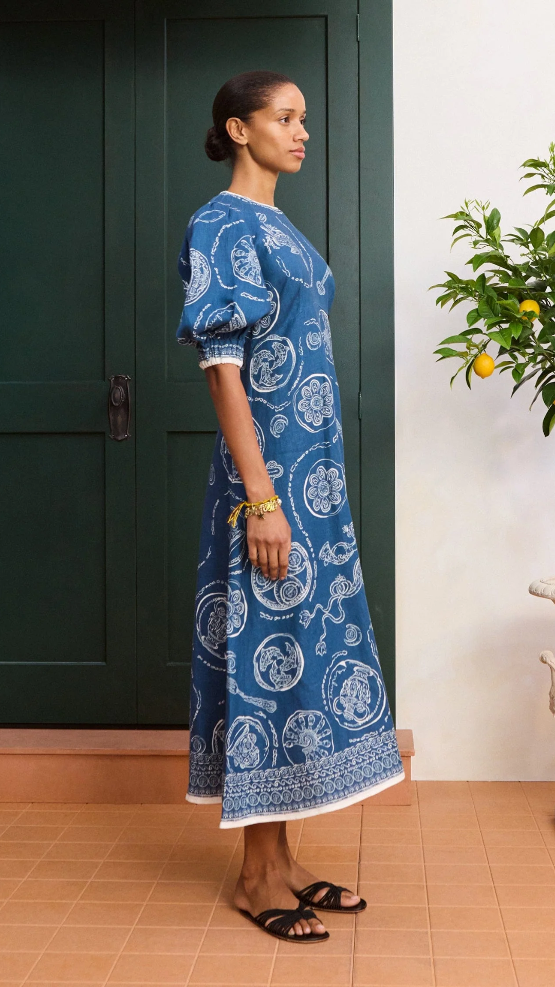 ALÉMAIS Lucky Midi Dress in Blue