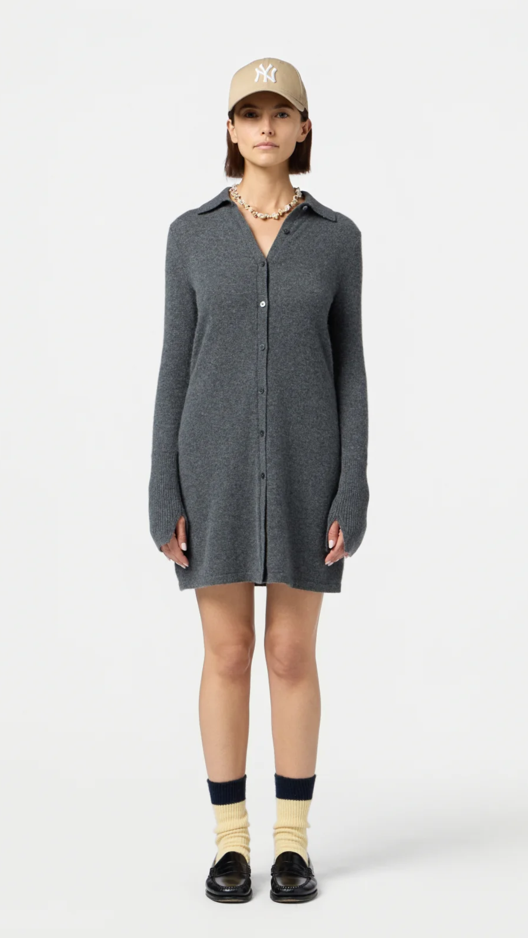Guest in Residence Mini Shirt Dress in Charcoal