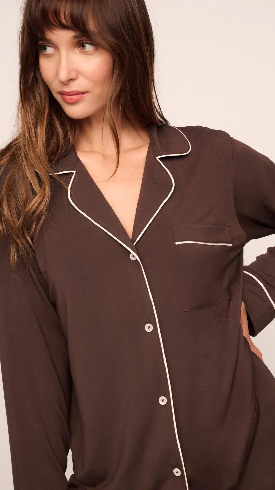 Eberjey Gisele Long PJ Set in Chocolate