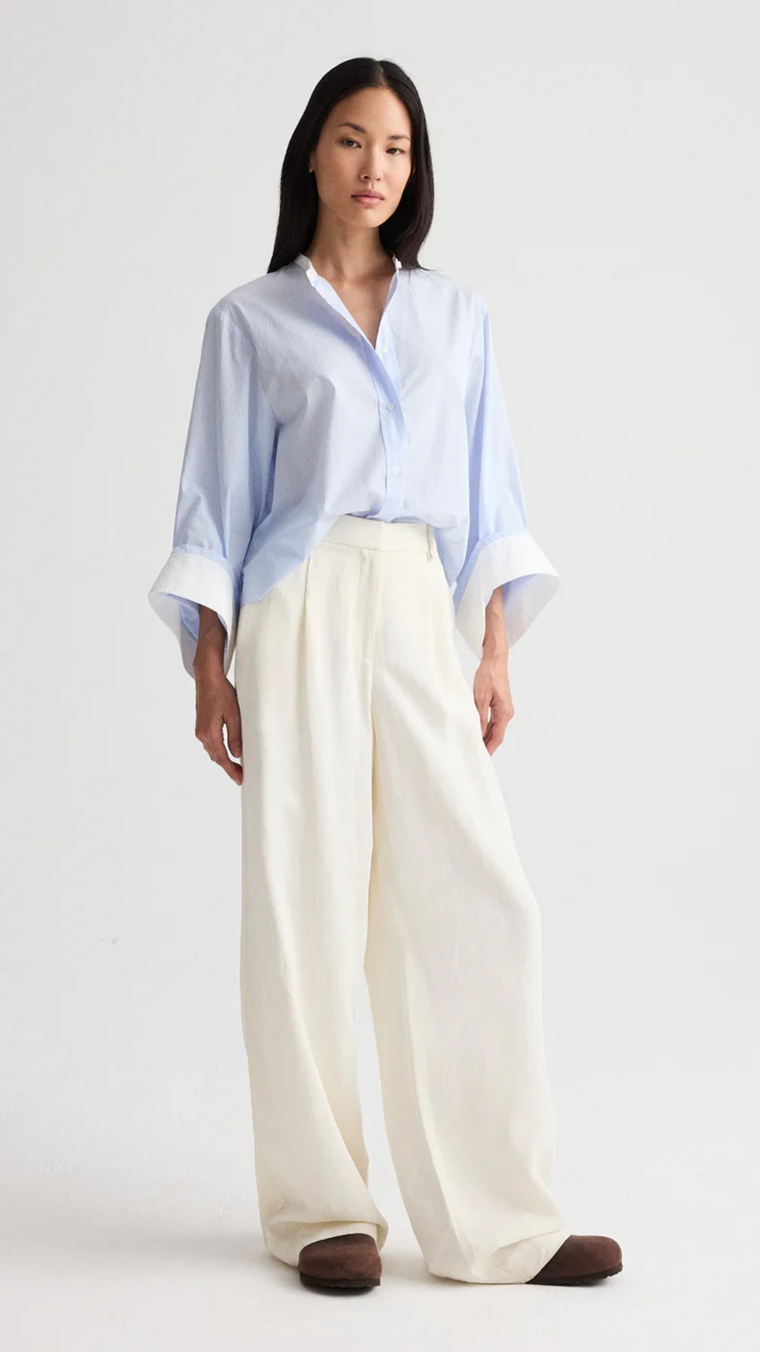 TWP The Beau Shirt in Blue Haven/White