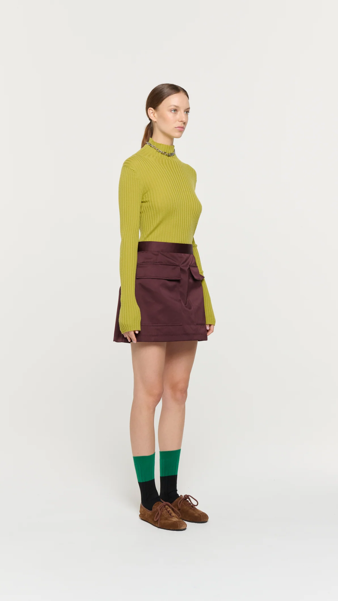 Plan C Mini Skirt in Burgundy