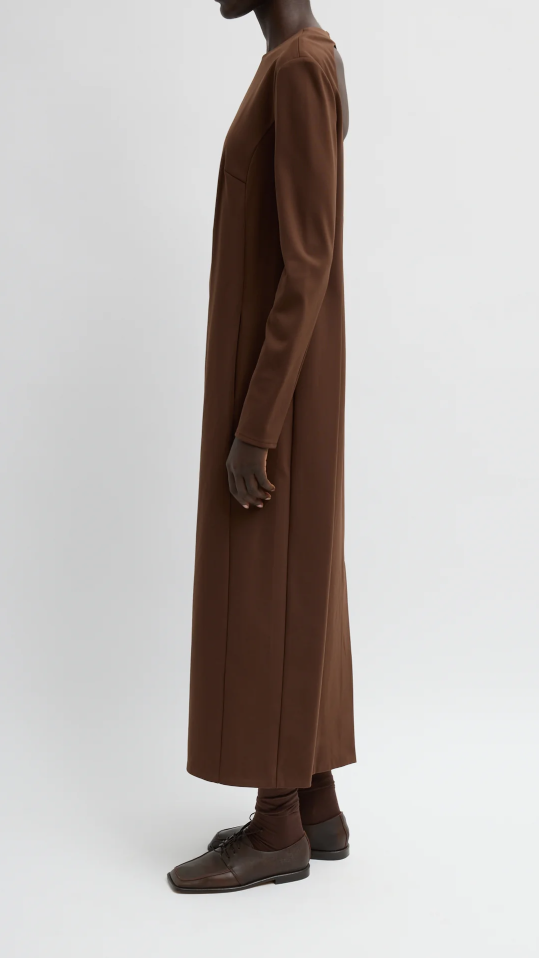 Tibi Compact Knit Dress with Cut Out Back in Brown