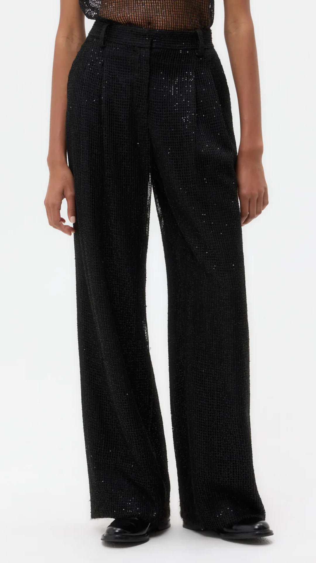 TWP Sulli Mini Sequin Netting Pant in Black