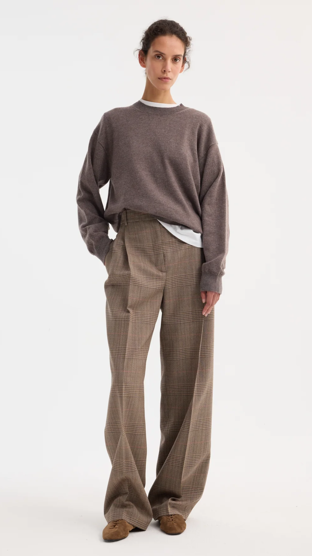 Rohe Mid Waist Wool Trouser in Prince of Wales