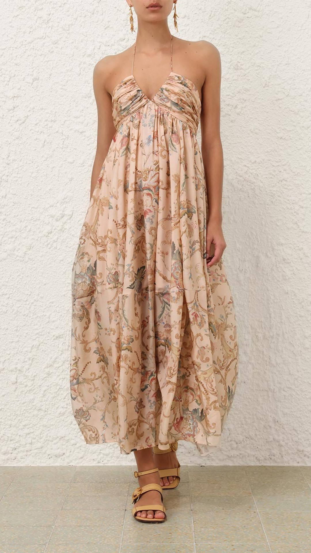 Zimmermann Roselight Halter Maxi Dress Pink Tapestry Floral