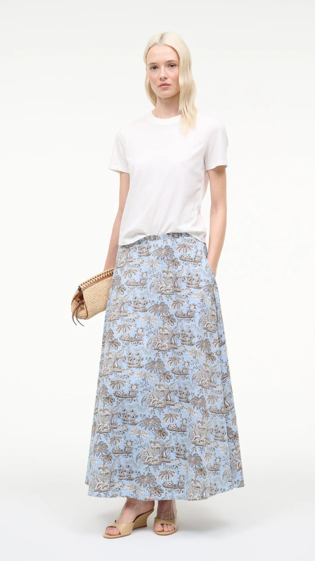 Staud Axel Skirt in Sky Toile