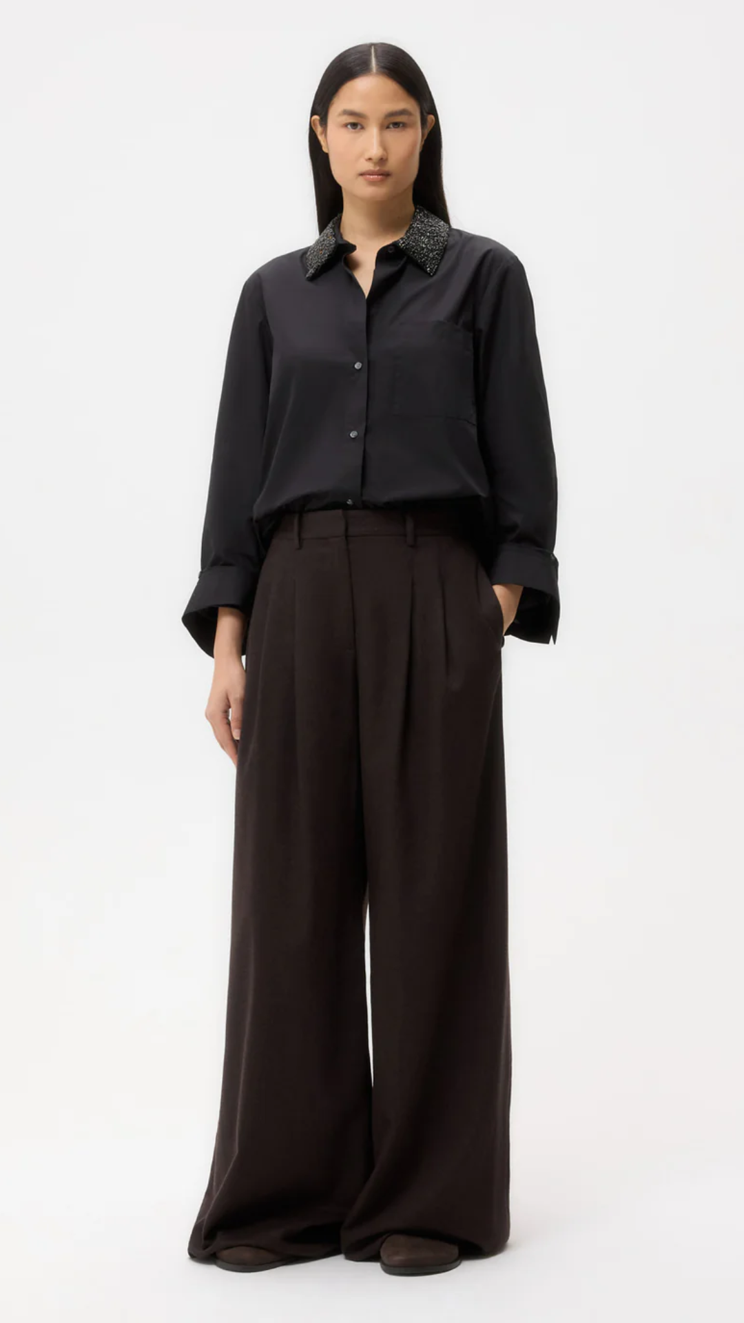 TWP Dude Top with Crystal Collar in Black