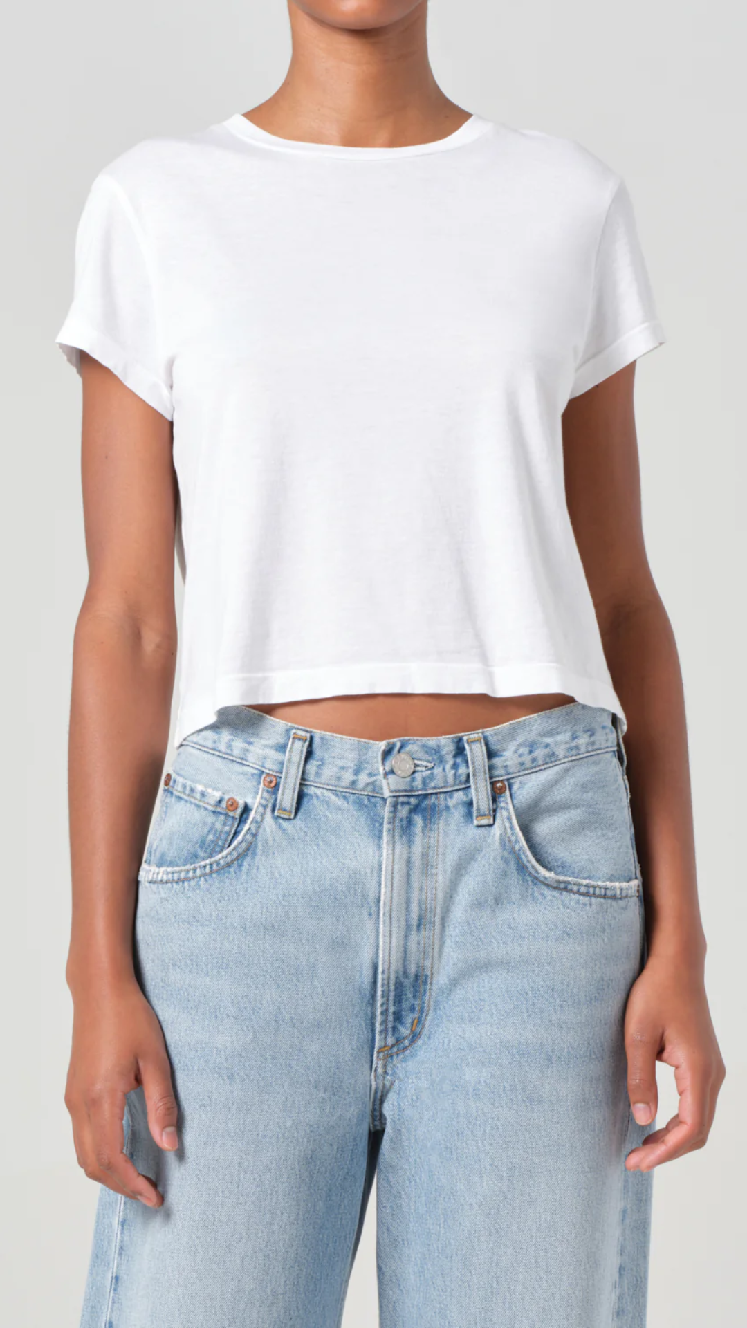 AGOLDE Adine Shrunken Tee in White