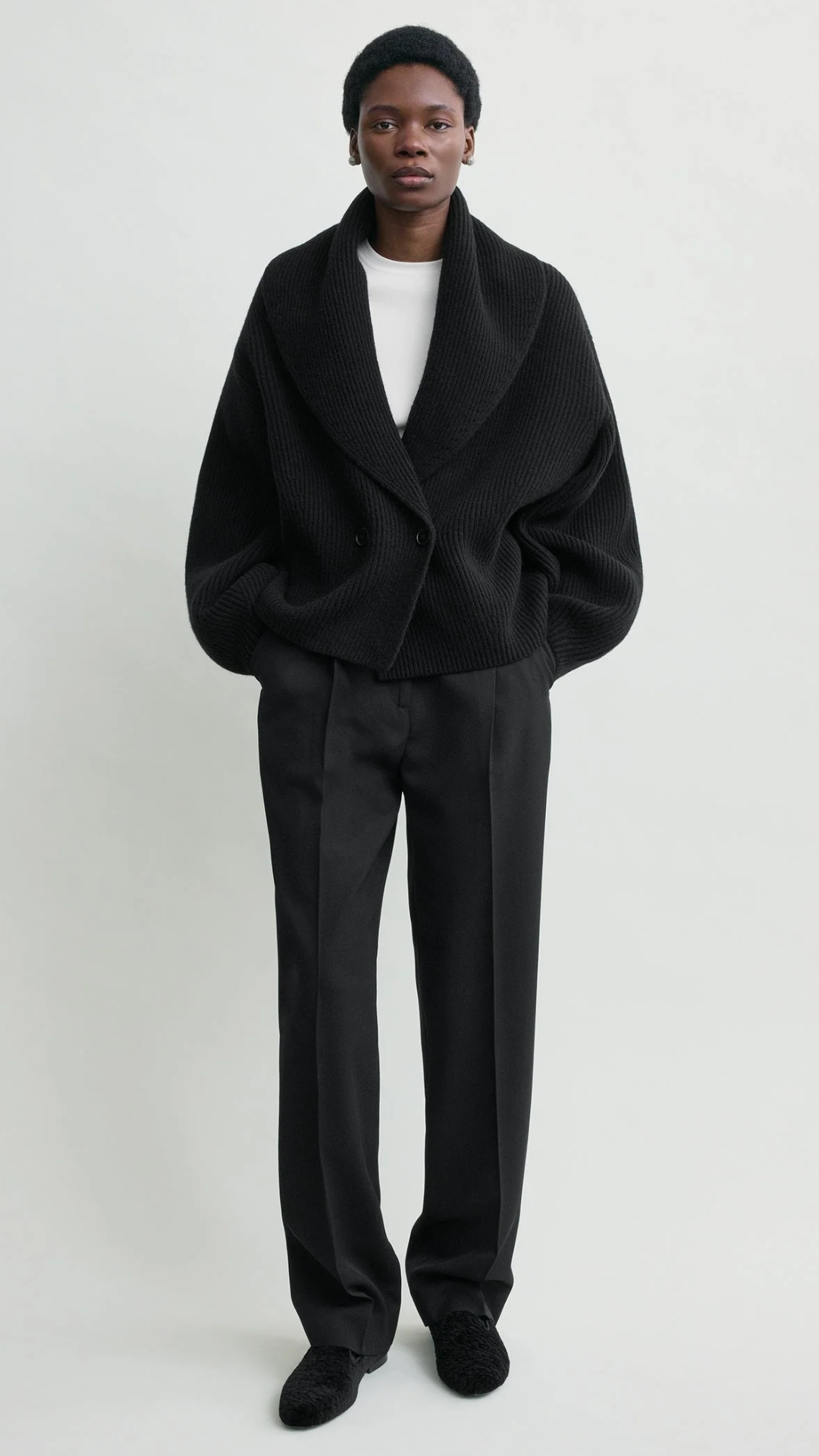 Toteme Shawl Lapel Cardigan in Black