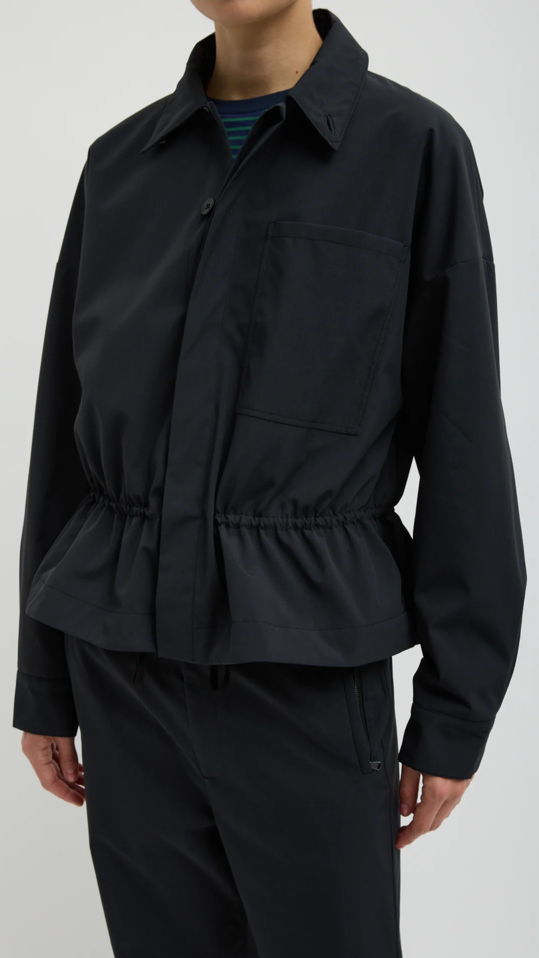 Tibi Tech Suiting Anorak Bomber Jacket in Black
