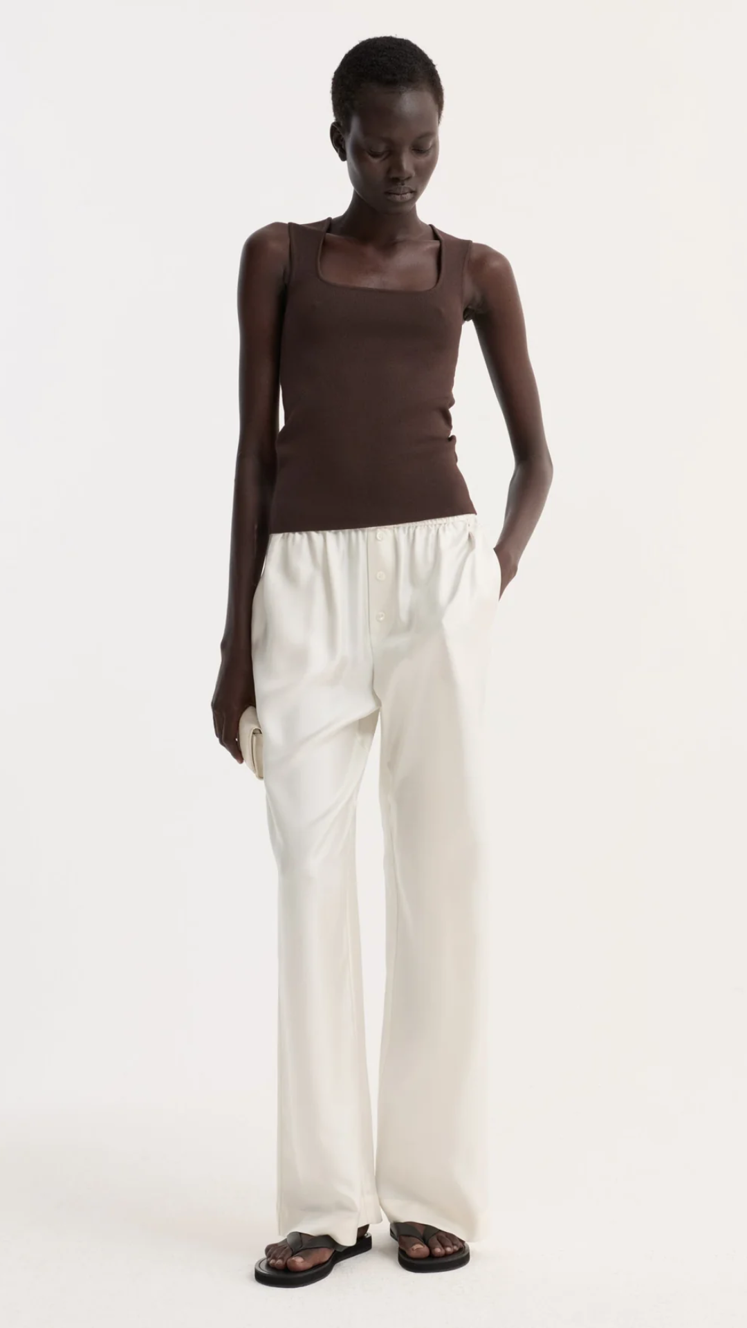 Róhe Bustier Shaped Knitted Top in Dark Chocolate