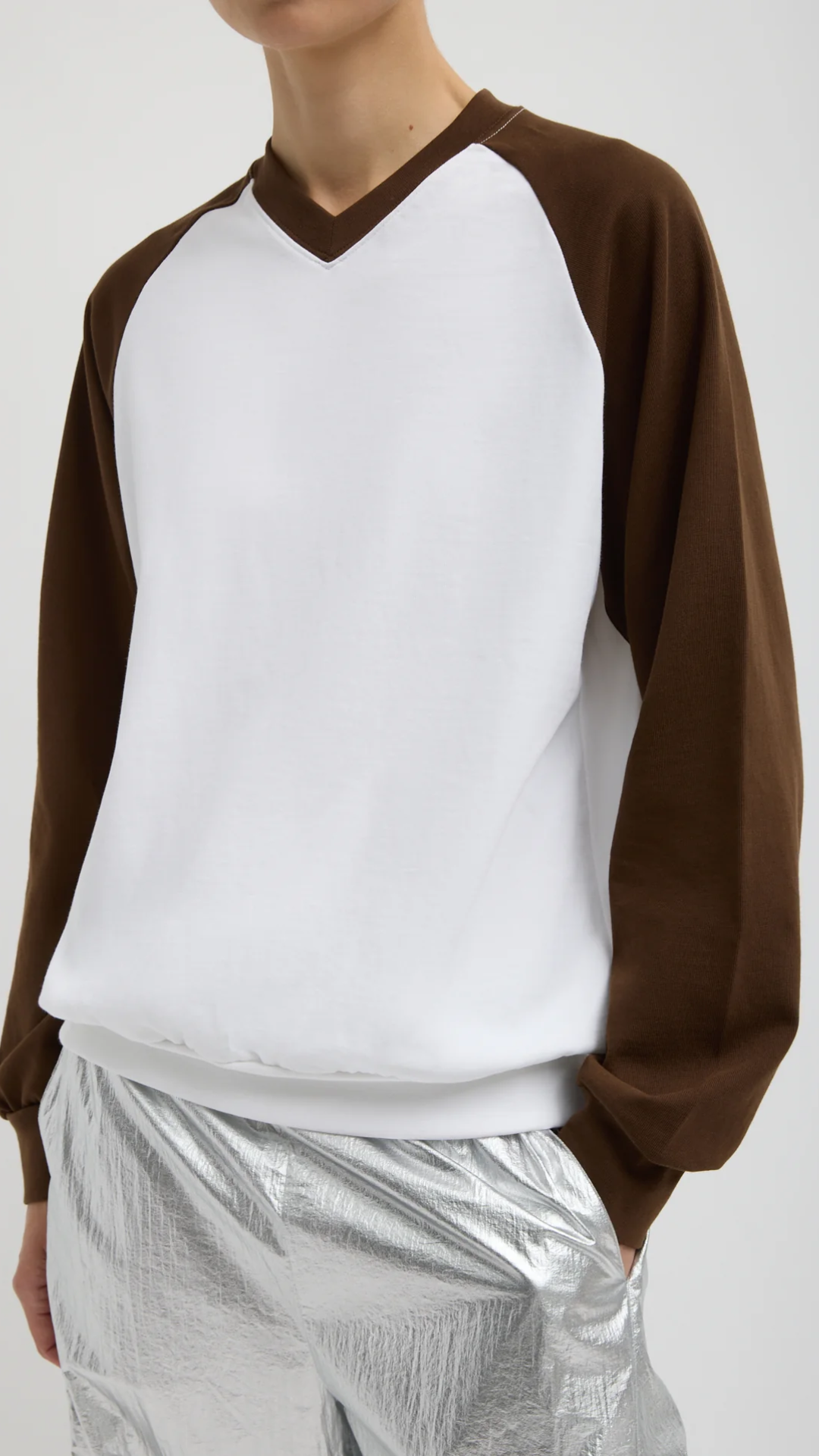 Tibi Perfect T-Shirt Vintage Sweatshirt in Brown Multi