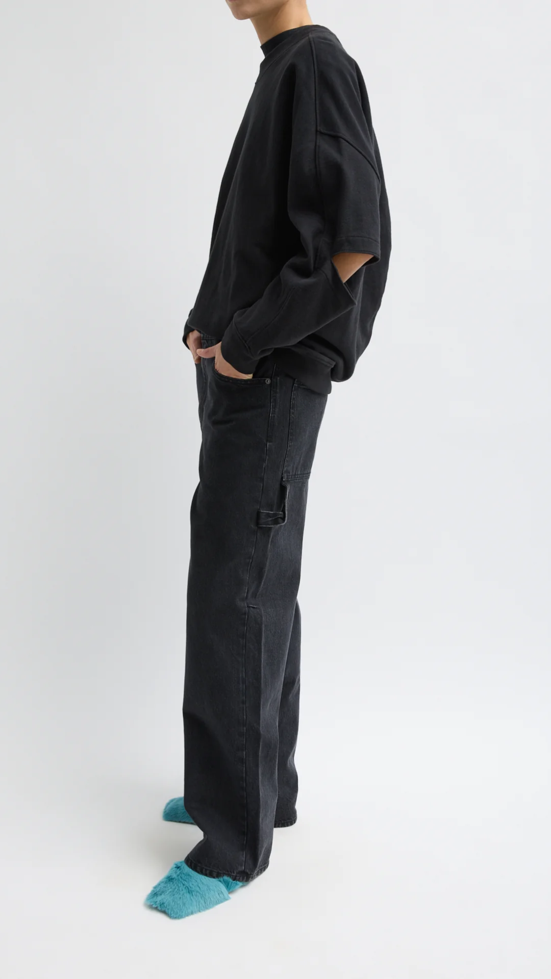 TIbi Cocoon Crewneck Sweatshirt in Black
