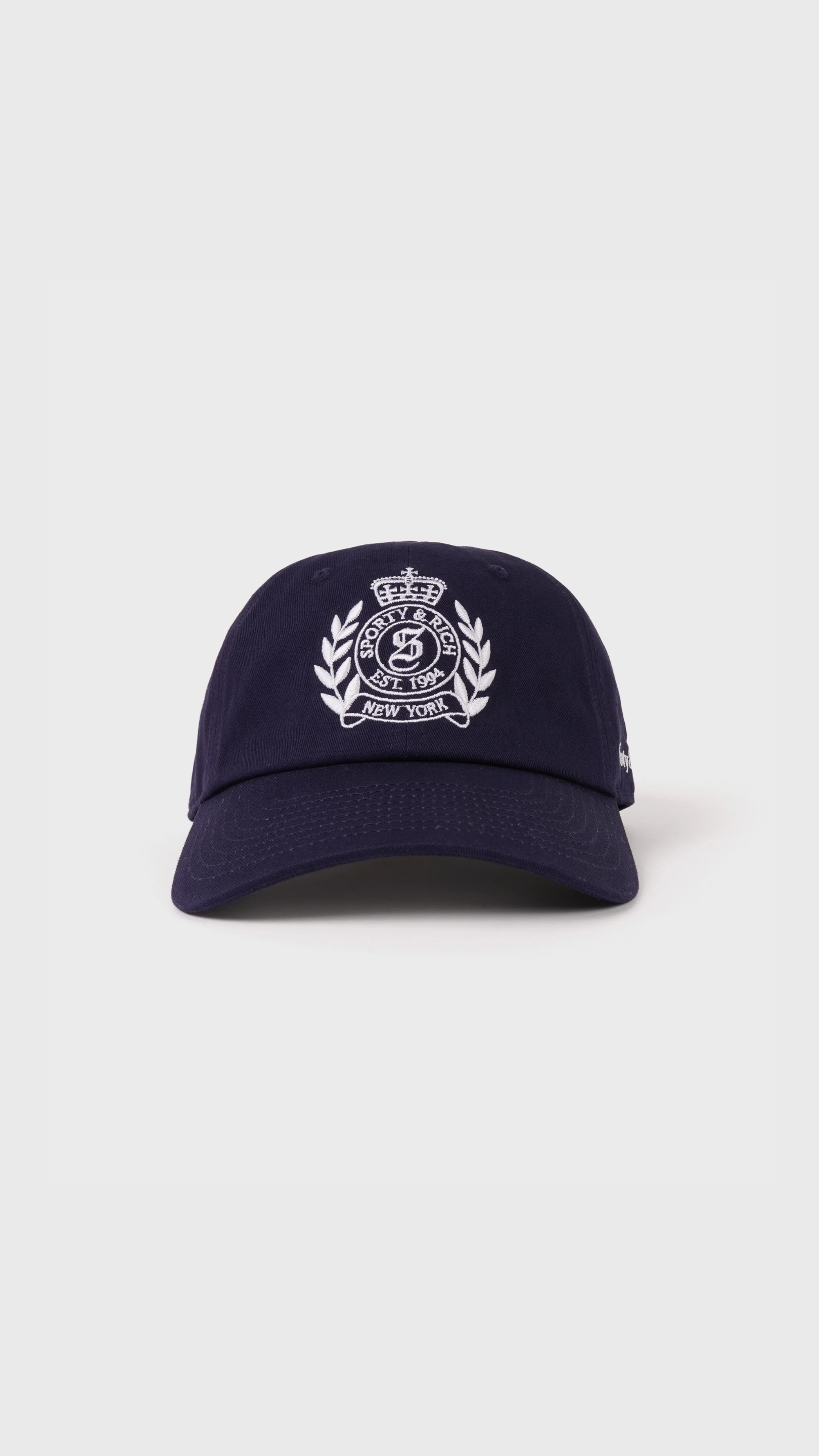 Sporty & Rich NY Crest Hat in Dark Navy/White