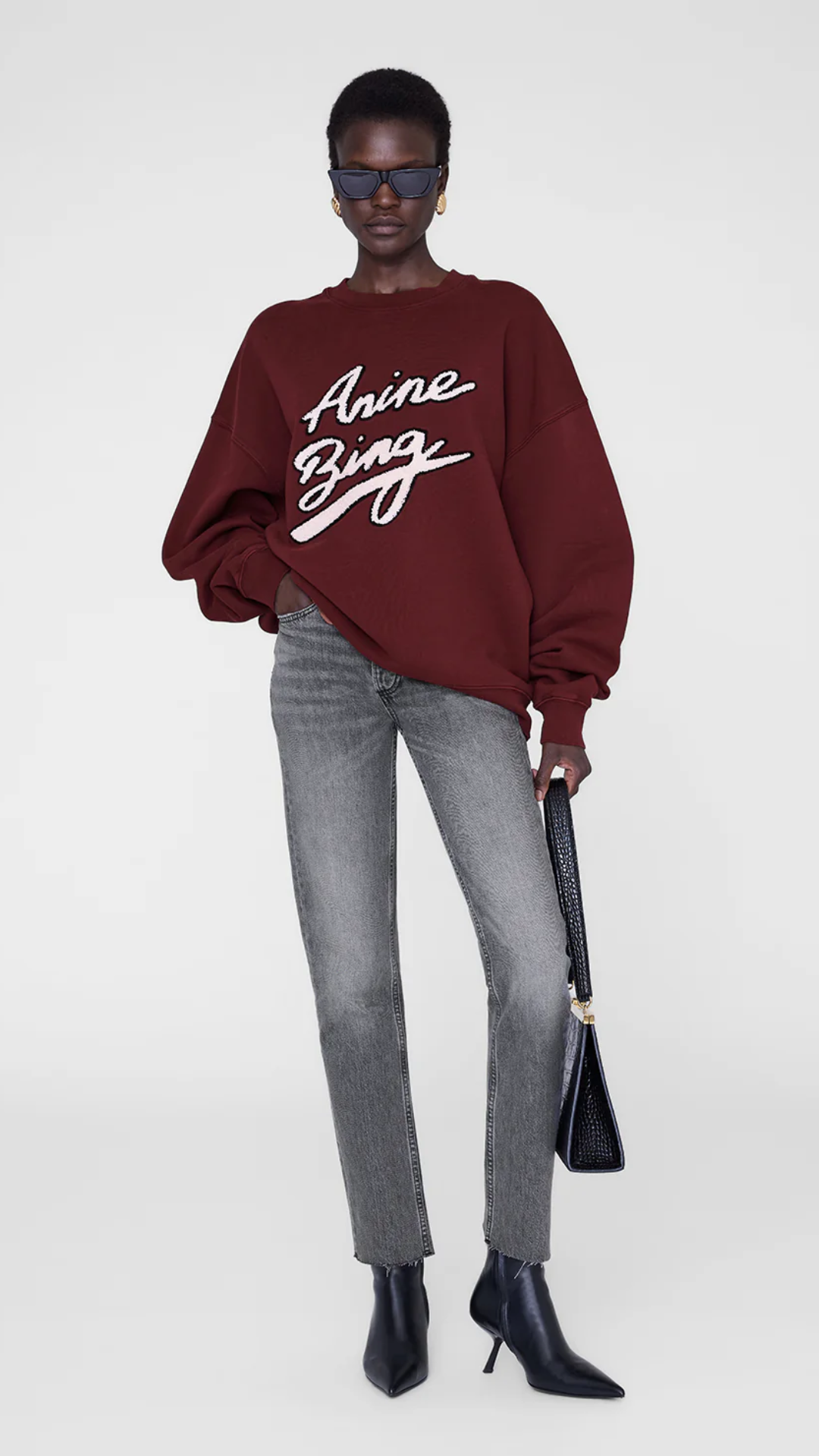 Anine Bing Miles Sweatshirt in Burgundy