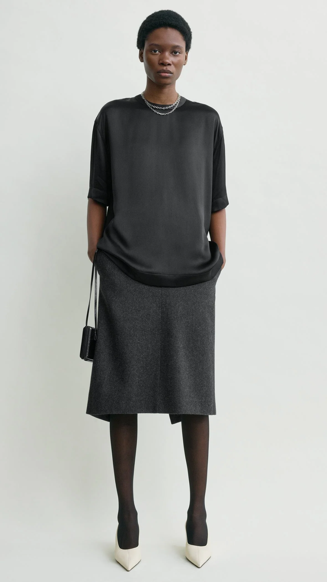 Toteme Satin Tee in Black