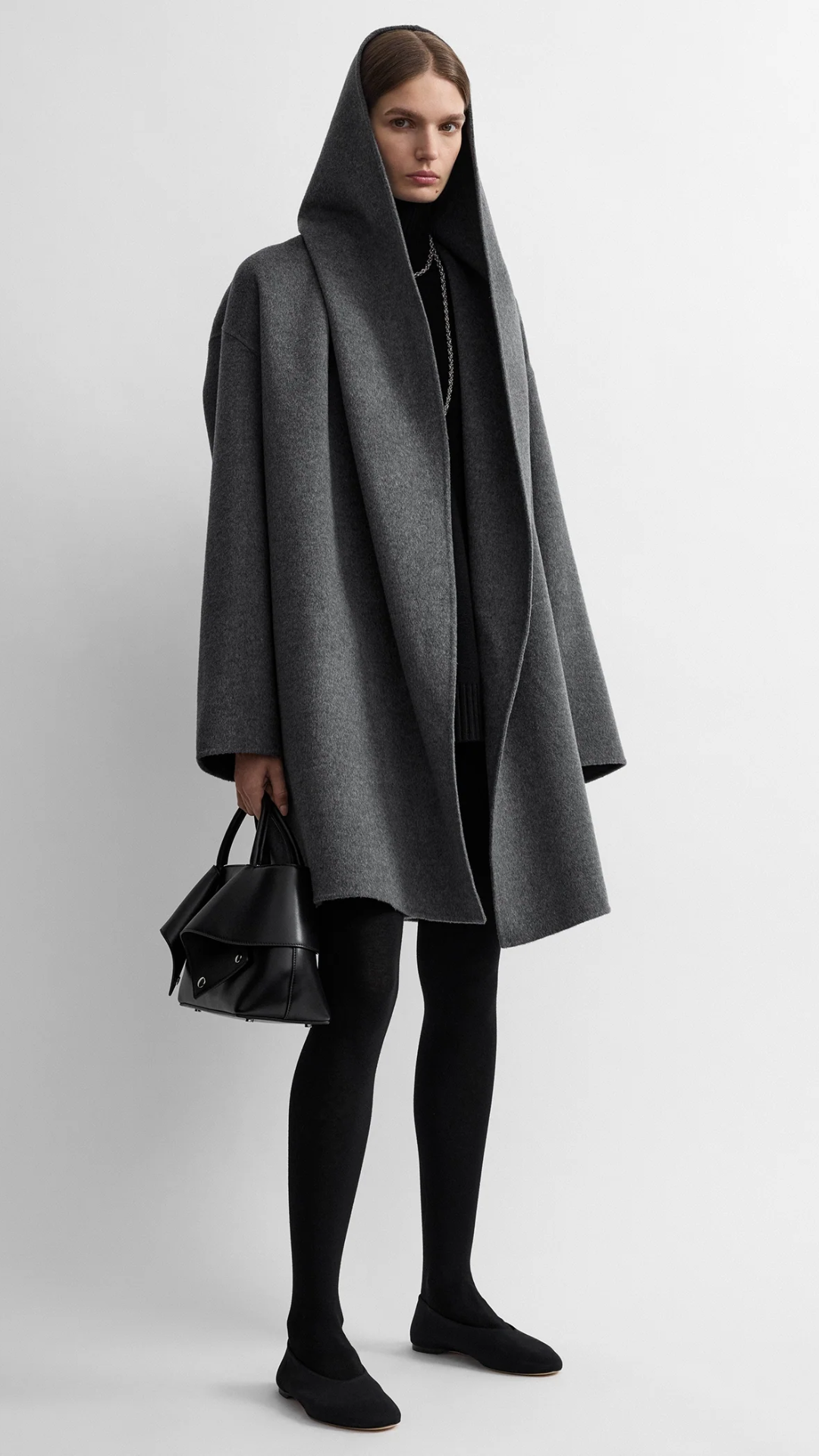 Toteme Hoodie Coat in Pale Grey Melange