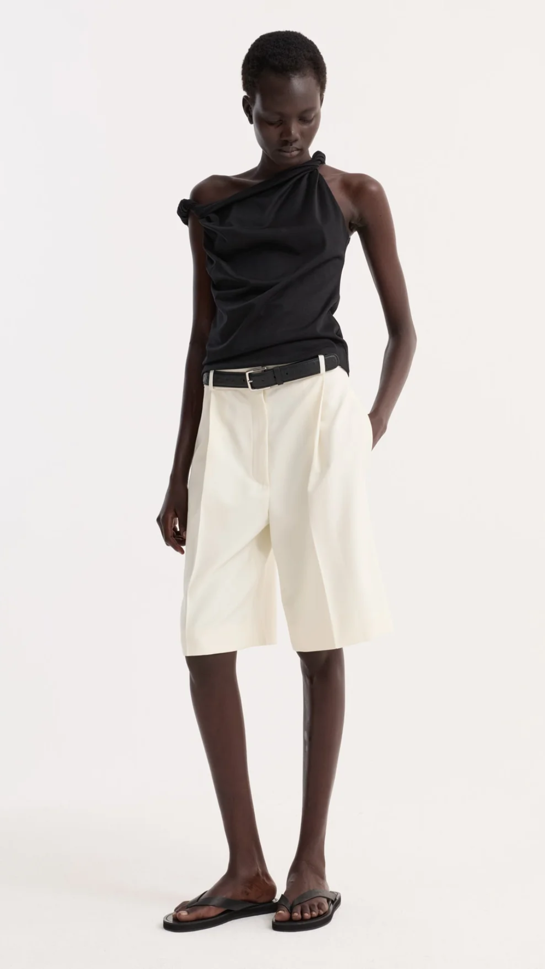 Róhe Sculptural Cotton Silk Top in Black