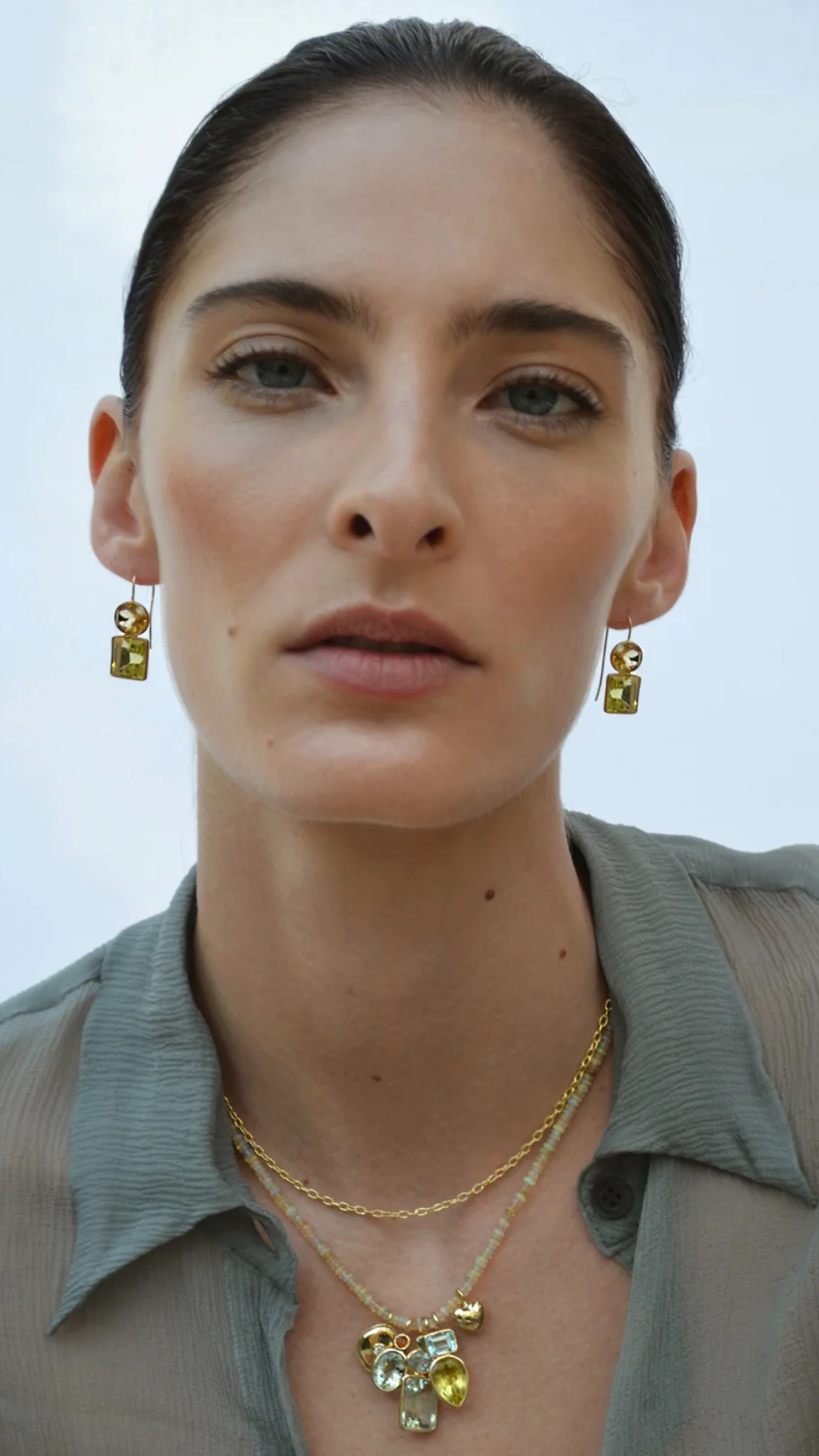 Lizzie Fortunato 14k Gold Duo Earrings in Citrine & Lemon