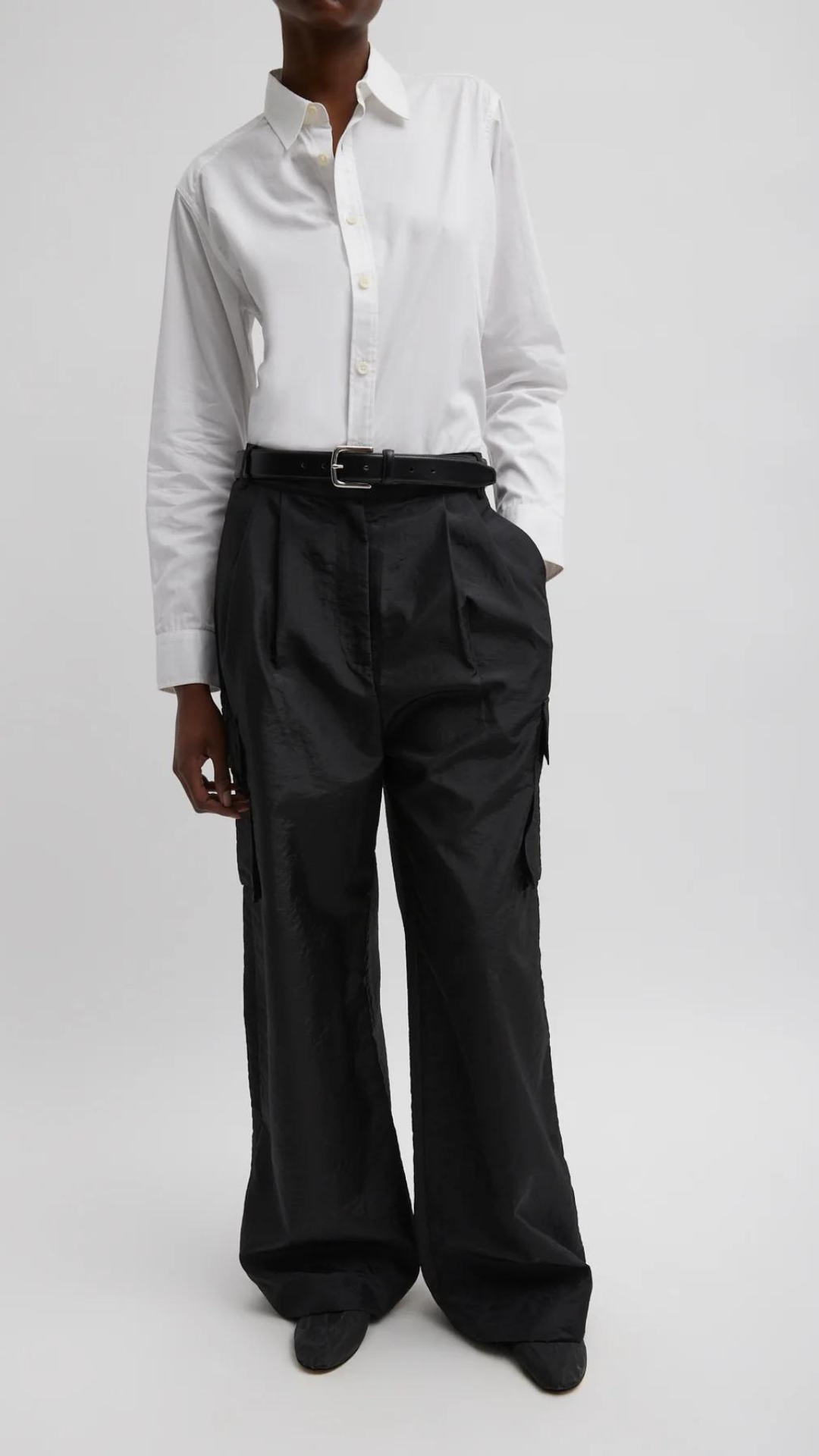 Tibi Stella Crispy Nylon Pleated Cargo Pant