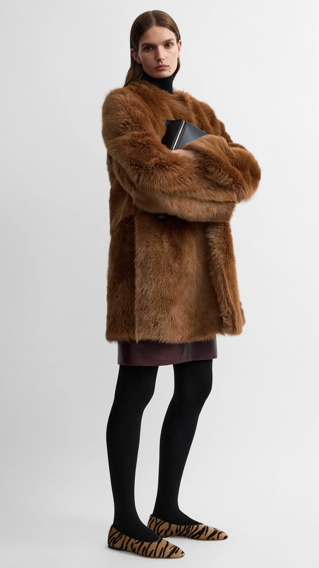 Toteme Short Silky Shearling Coat in Ginger