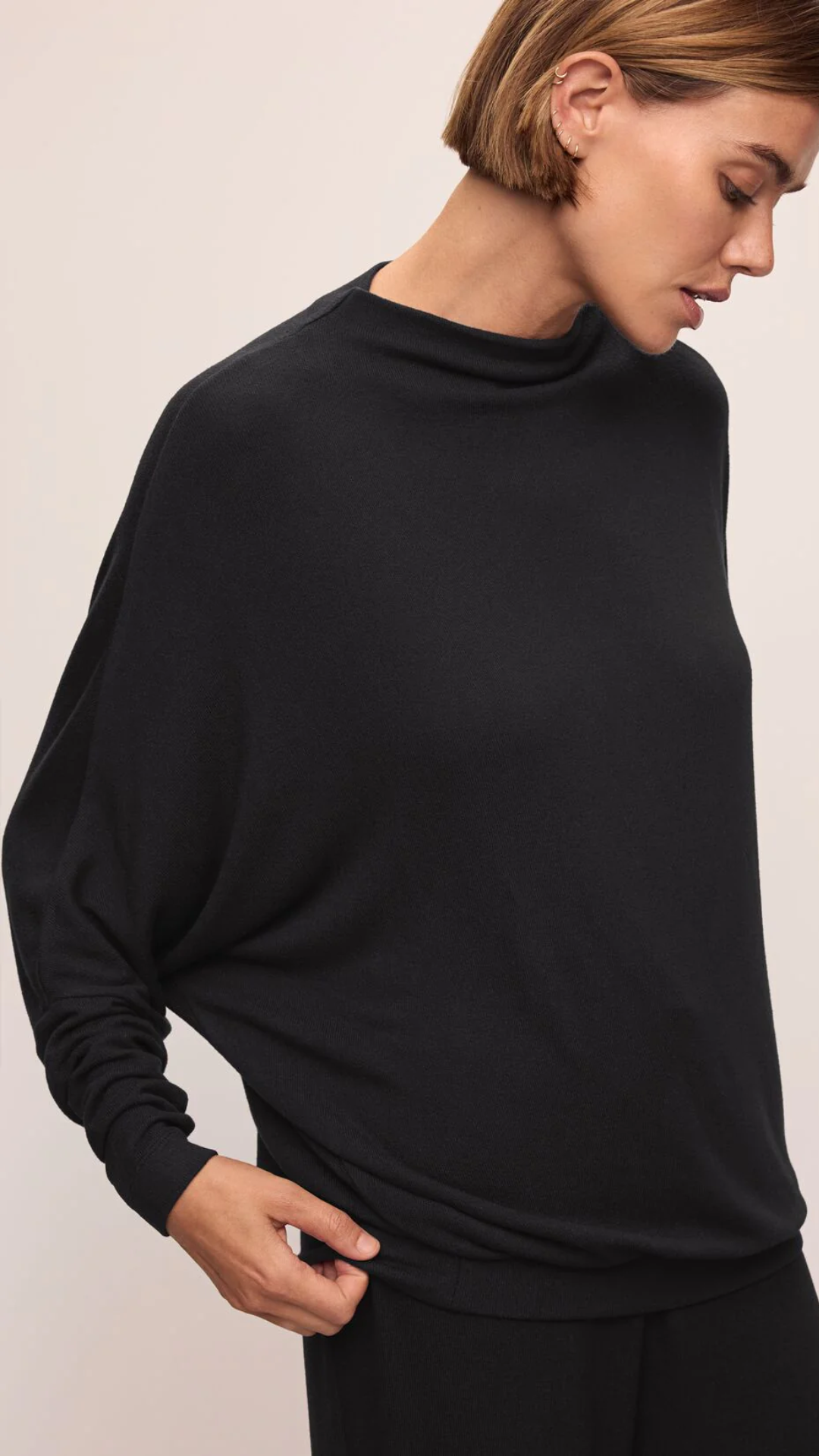Eberjey Cozy Mock Neck Pullover in Black