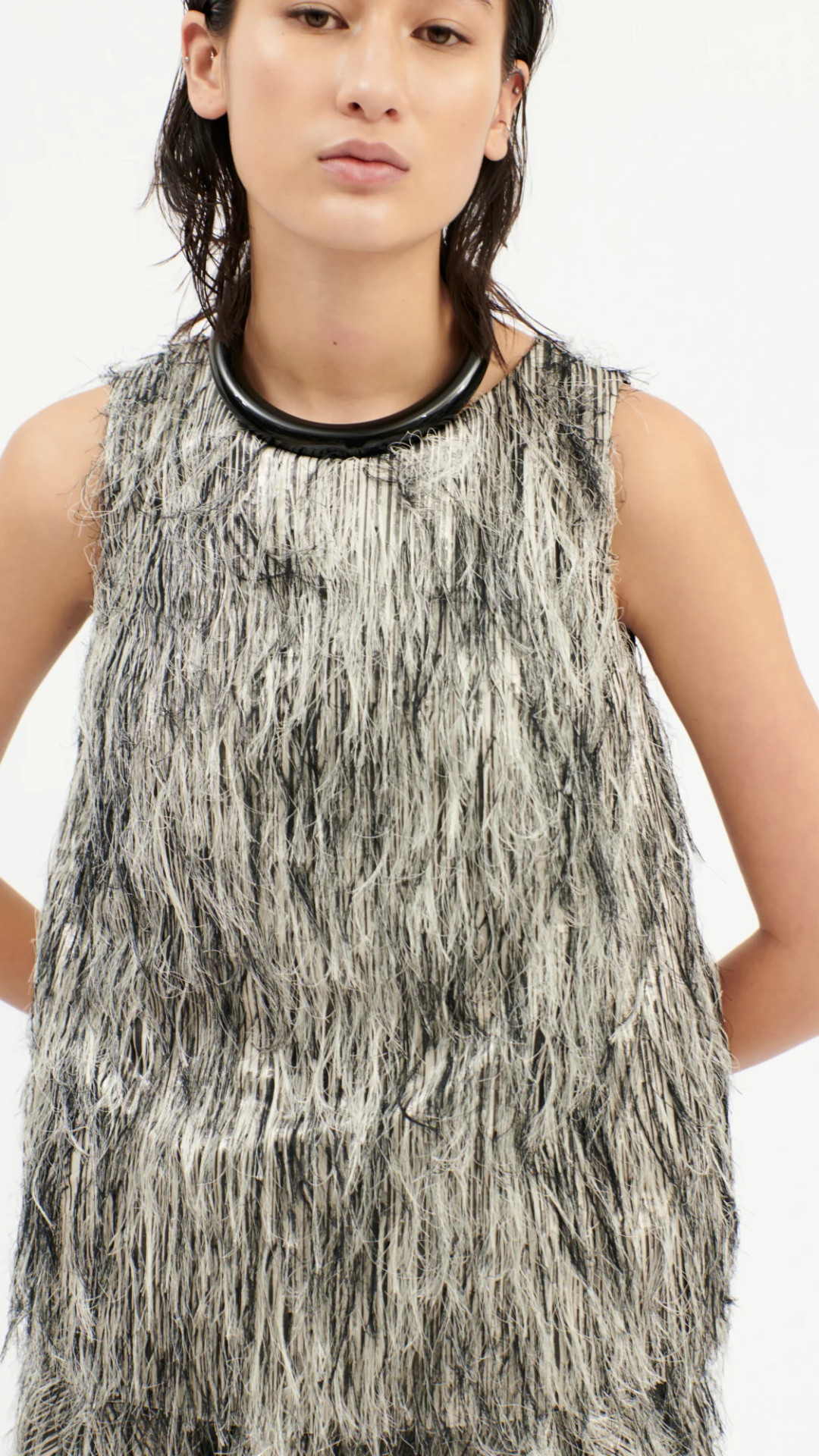 Odeeh Silver Fringe Top in Silver