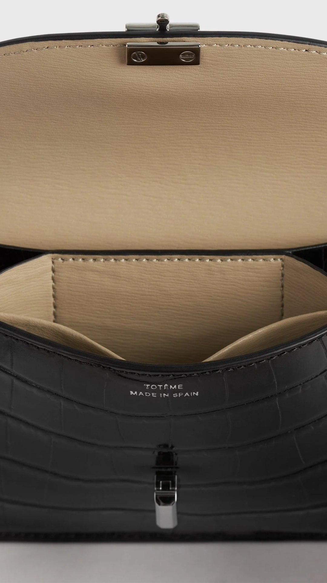 Toteme T-Lock Croc Embossed Cardholder in Black Croc