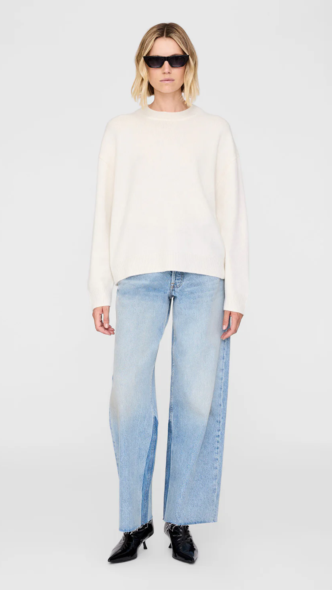 Anine Bing Lee Crew Sweater in Cream