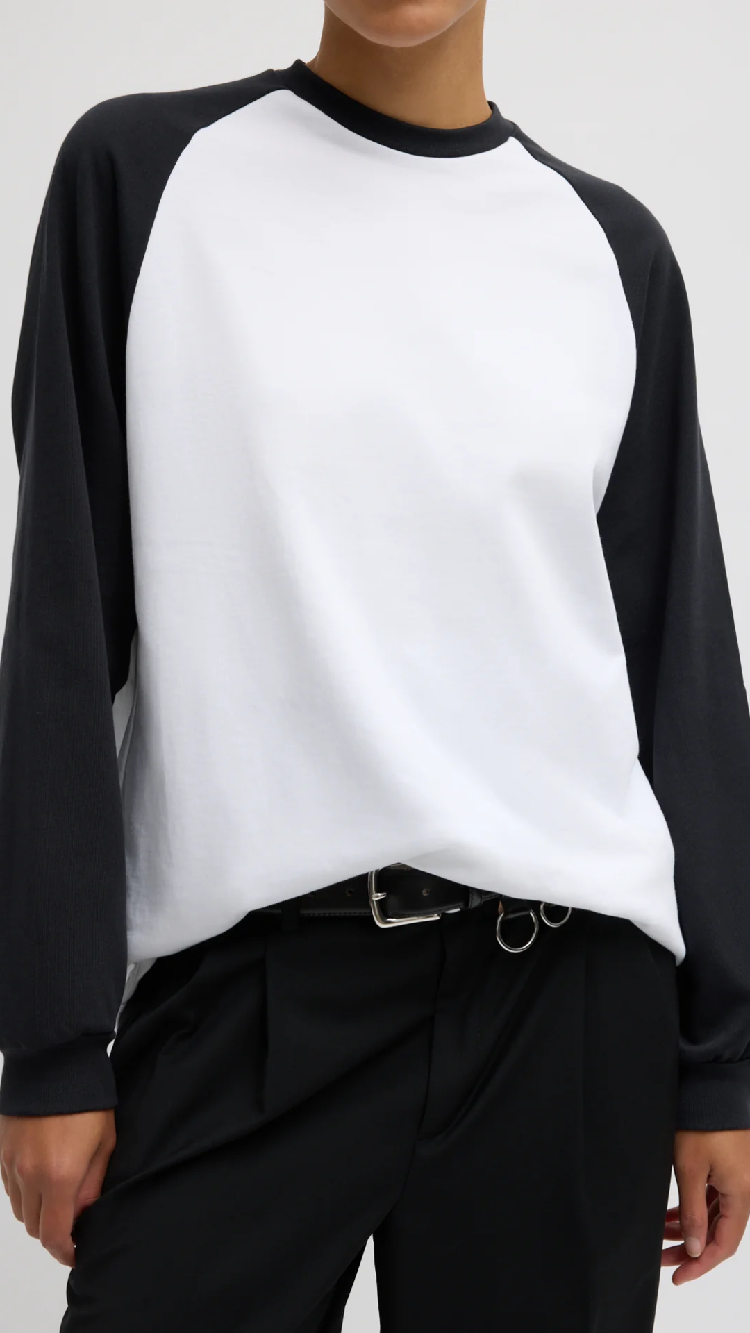 Tibi Perfect Sculpted Baseball T-Shirt in Black/White