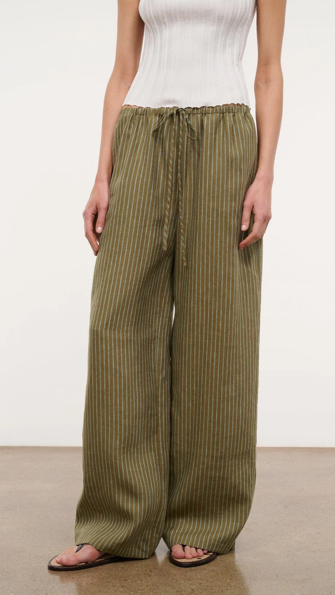 Staud Mateo Linen Pant in Porto Stripe