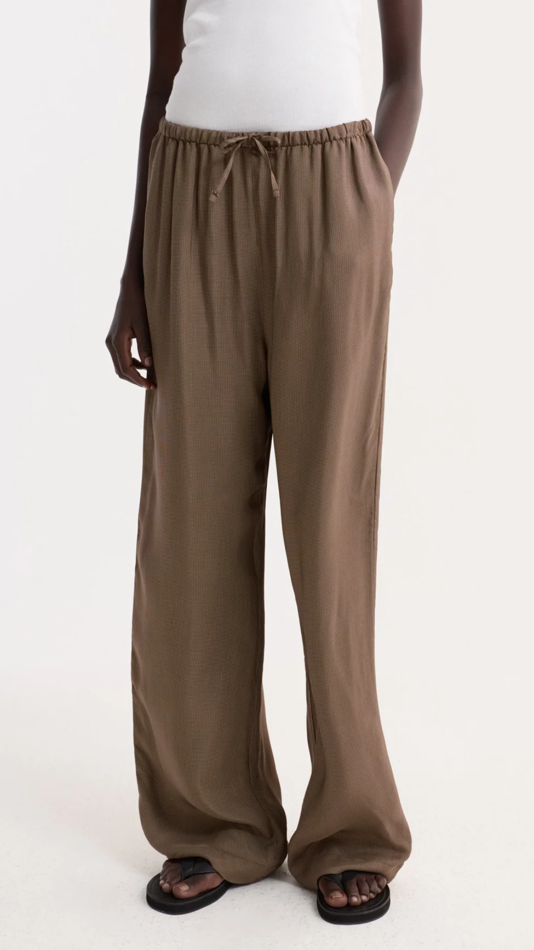 Róhe Fluid Pajama Trouser in Brown Check