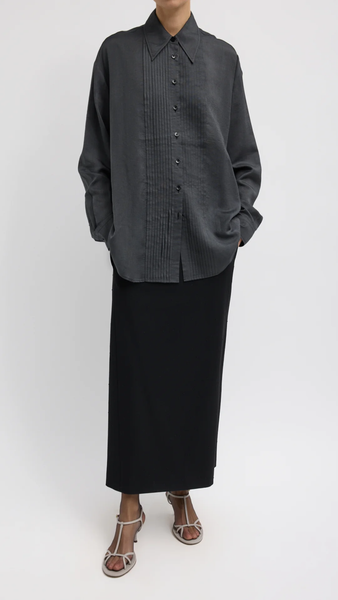 Tibi Silk Voile Easy Pintucked Shirt