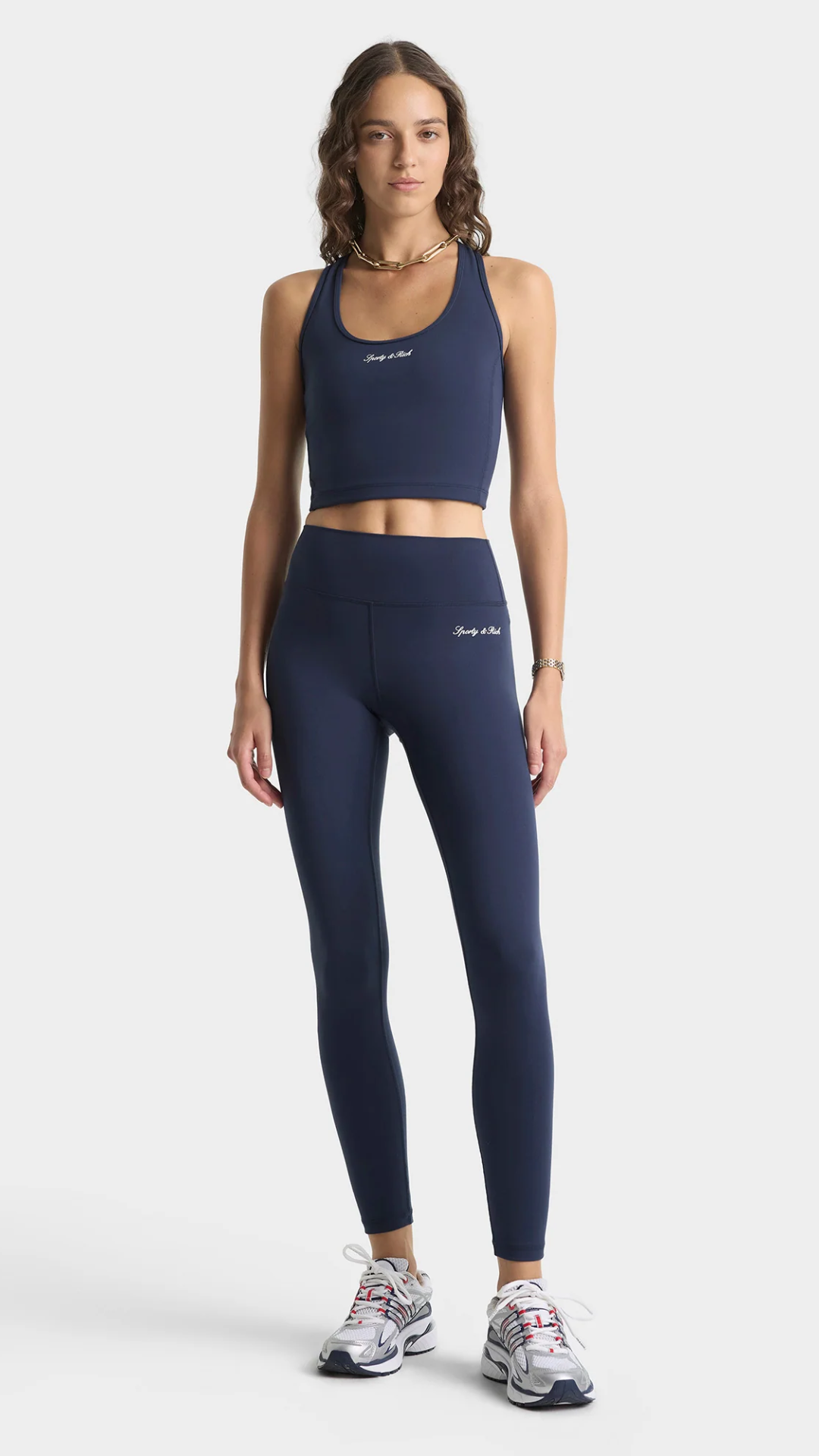 Sporty & Rich Signature Logo Legging in Dark Navy