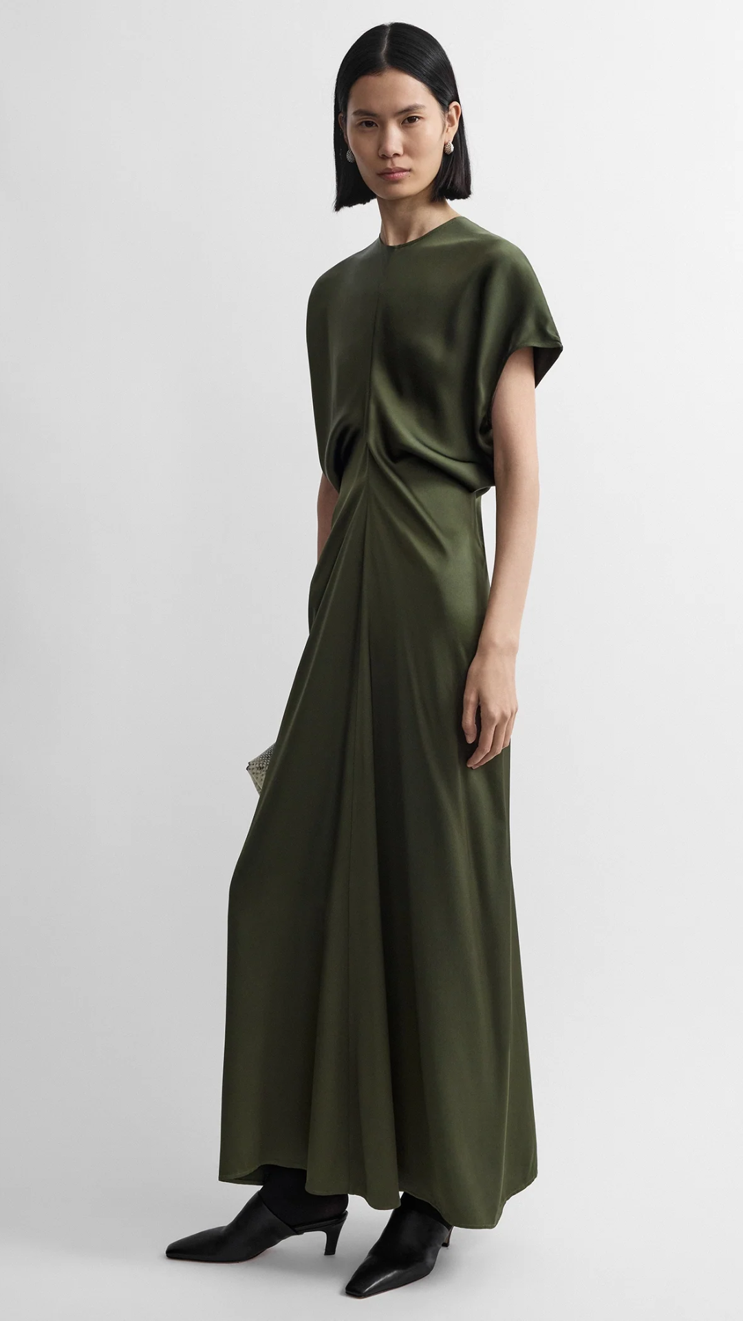 Toteme Slouch Waist Dress in Dark Green