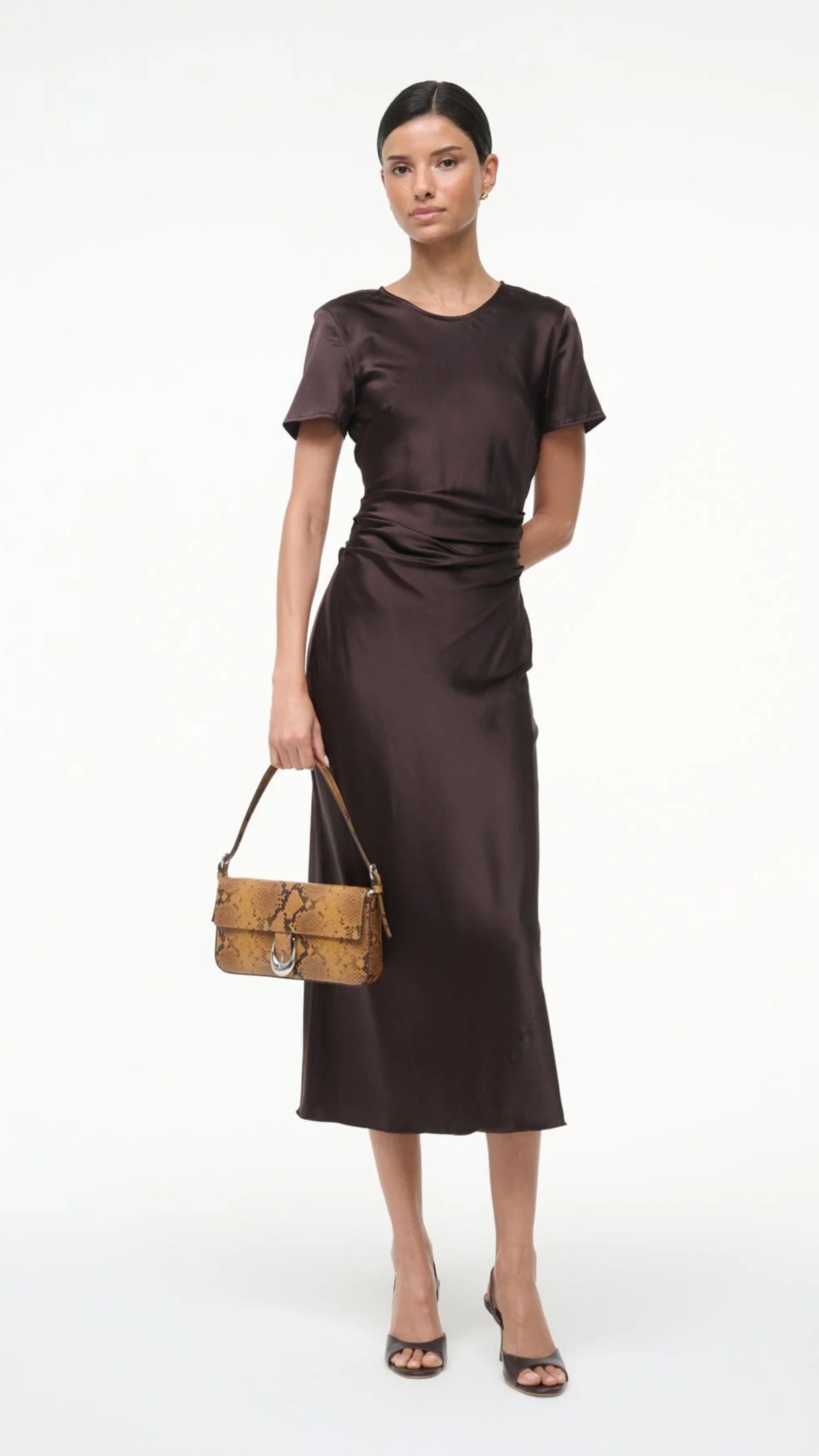 Staud Marcel Silk Dress in Earth