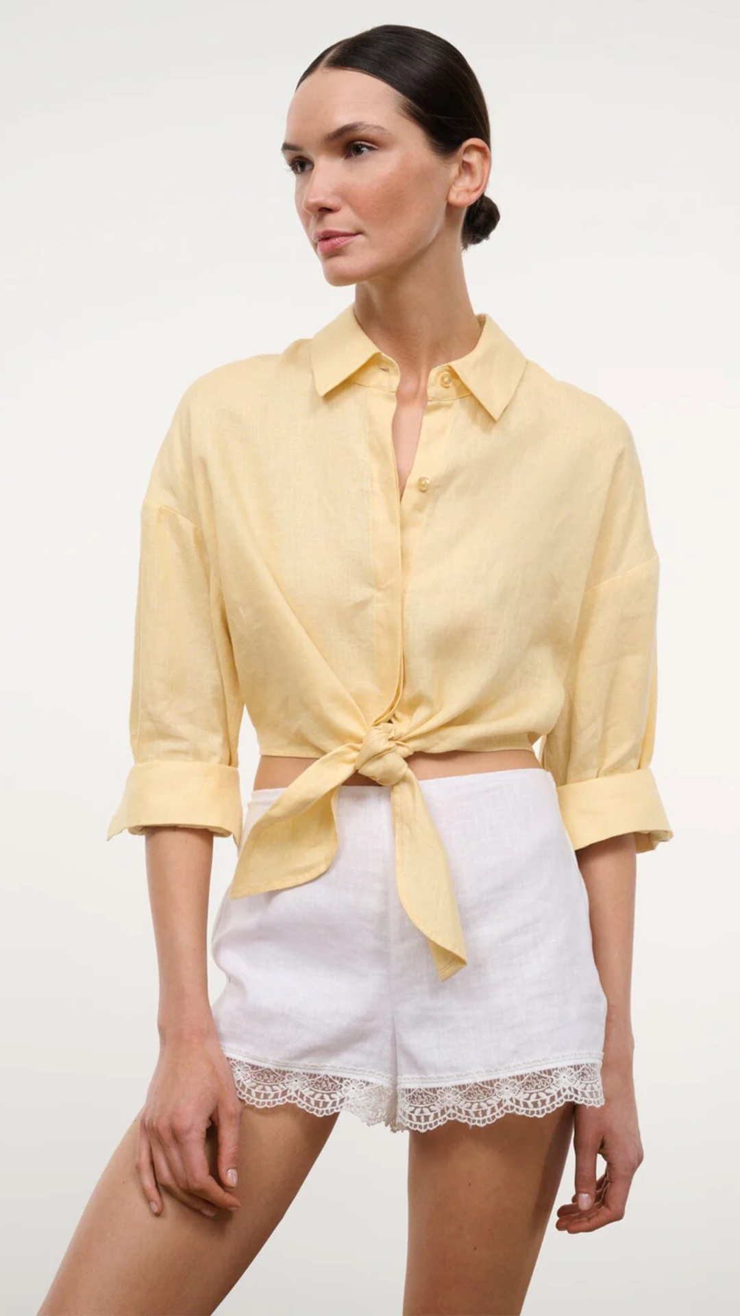 Staud Lisa Linen Top in Butter