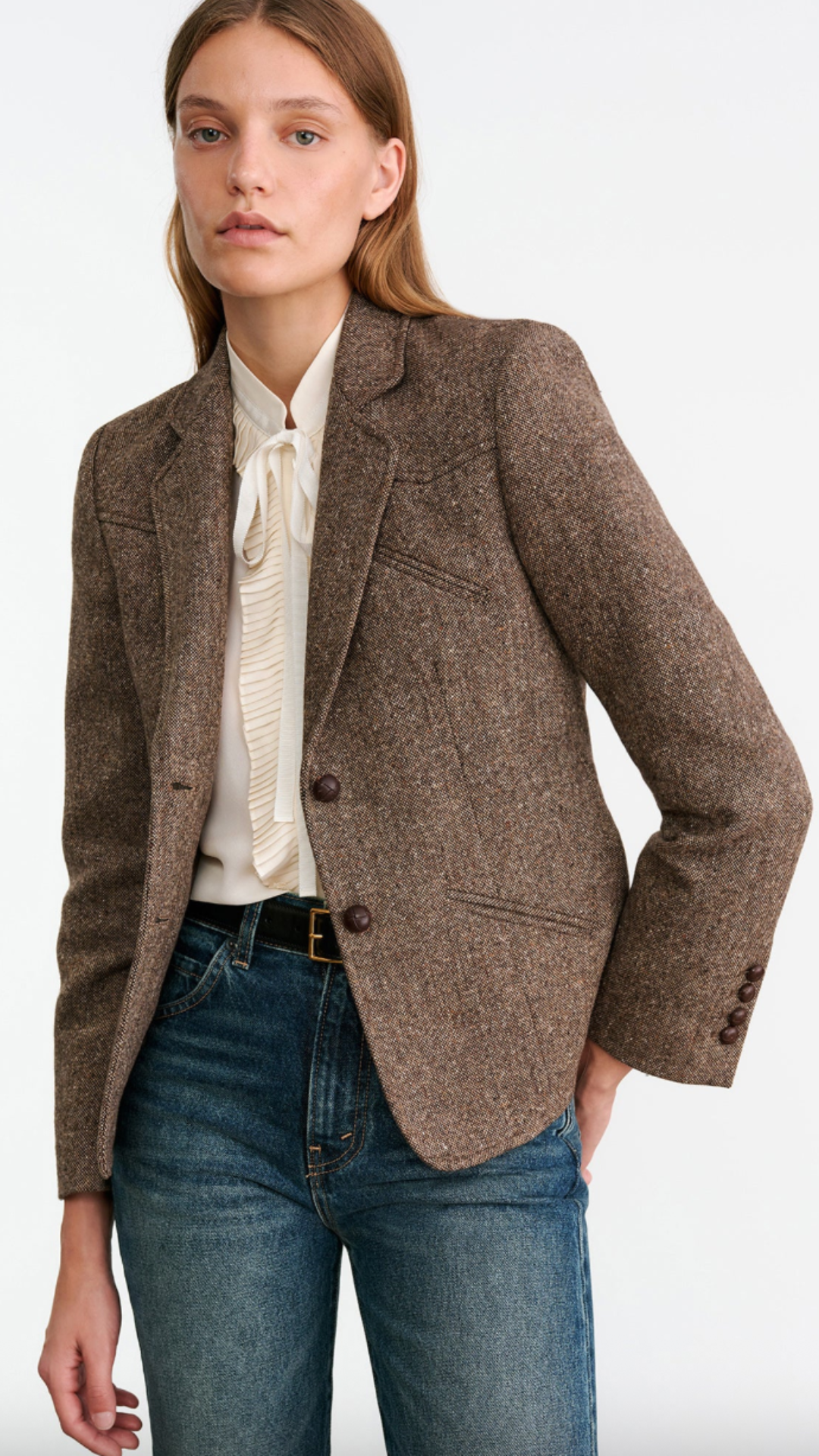 Nili Lotan Lyon Jacket in Brown Donegal