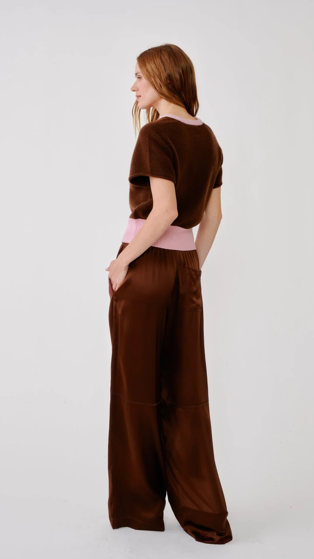Sablyn Lexi Lower Rise Relaxed Silk Pant in Cinnabar