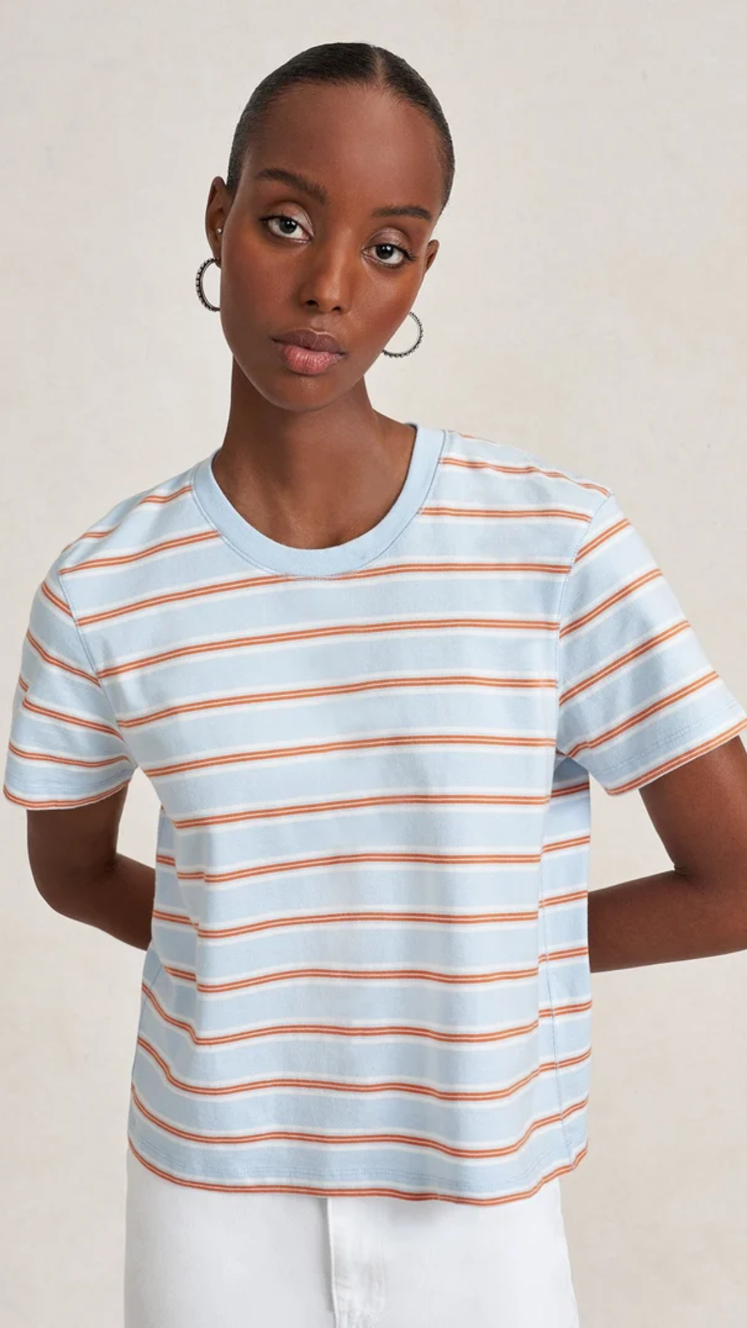 La Ligne Striped Mol Tee in Sky Blue Multi