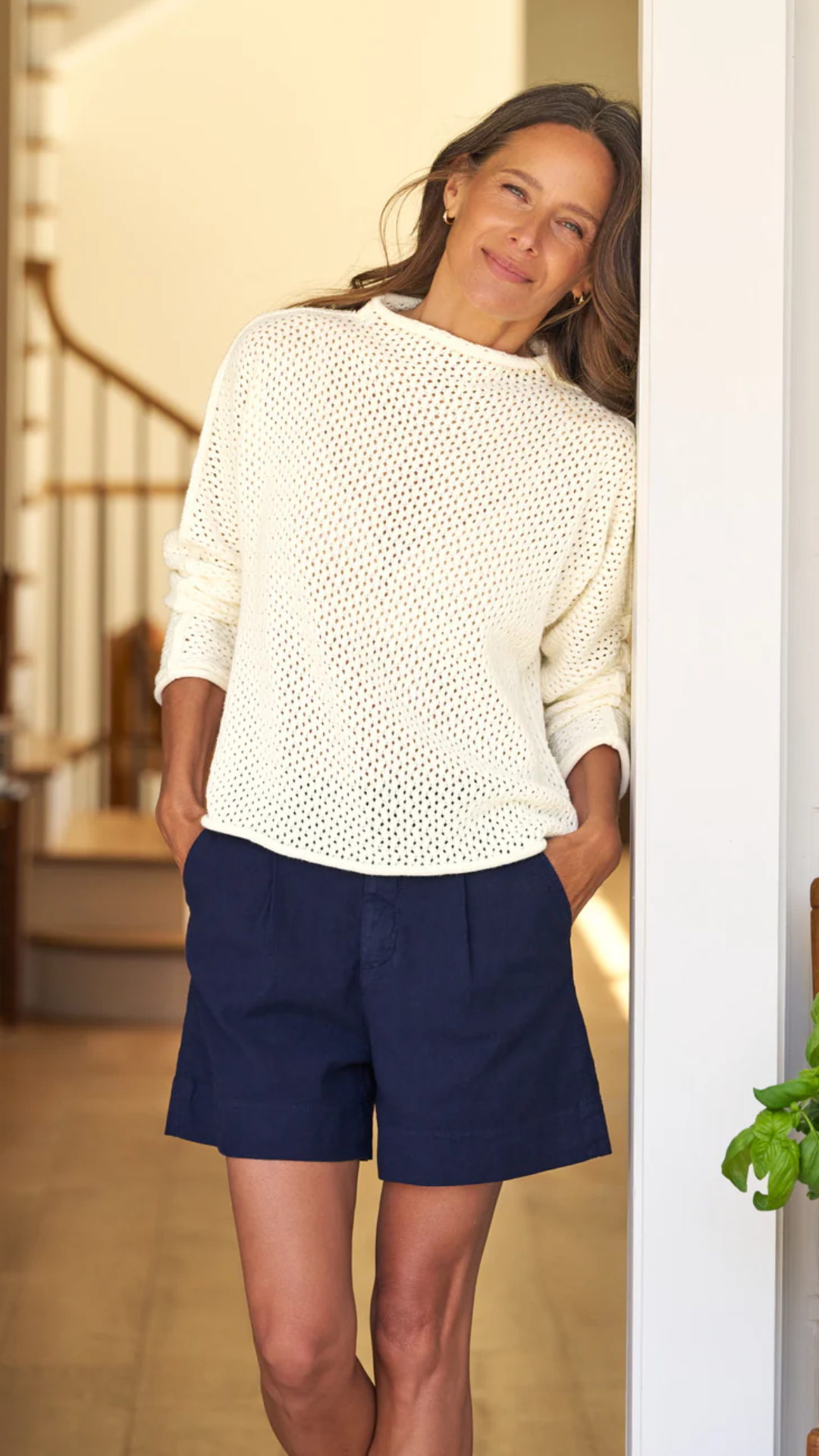 Frank & Eileen Monterey Pointelle Sweater in Ivory
