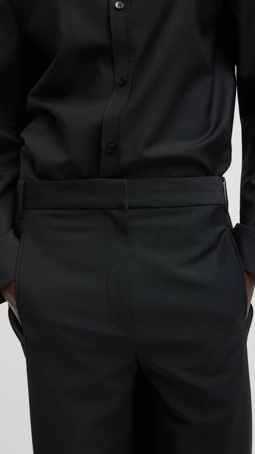 Tibi Tropical Wool Jules Trouser in Black