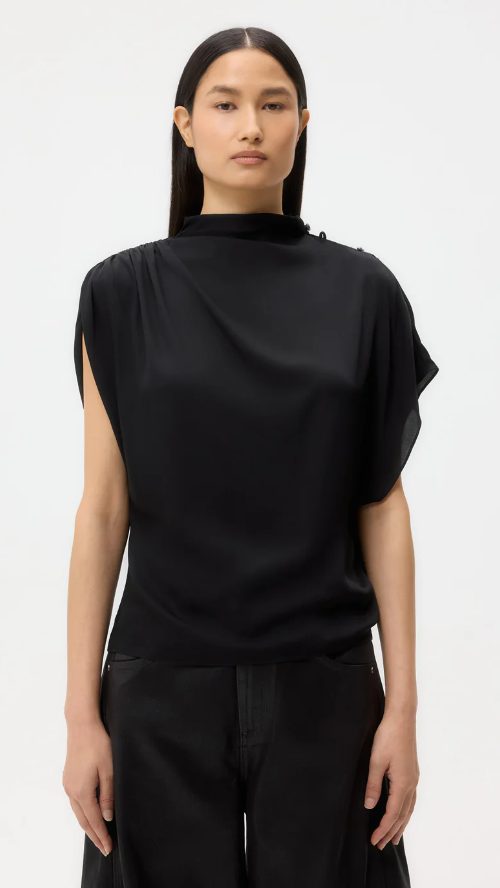 TWP Wish You Would Silk Georgette Top in After Dark
