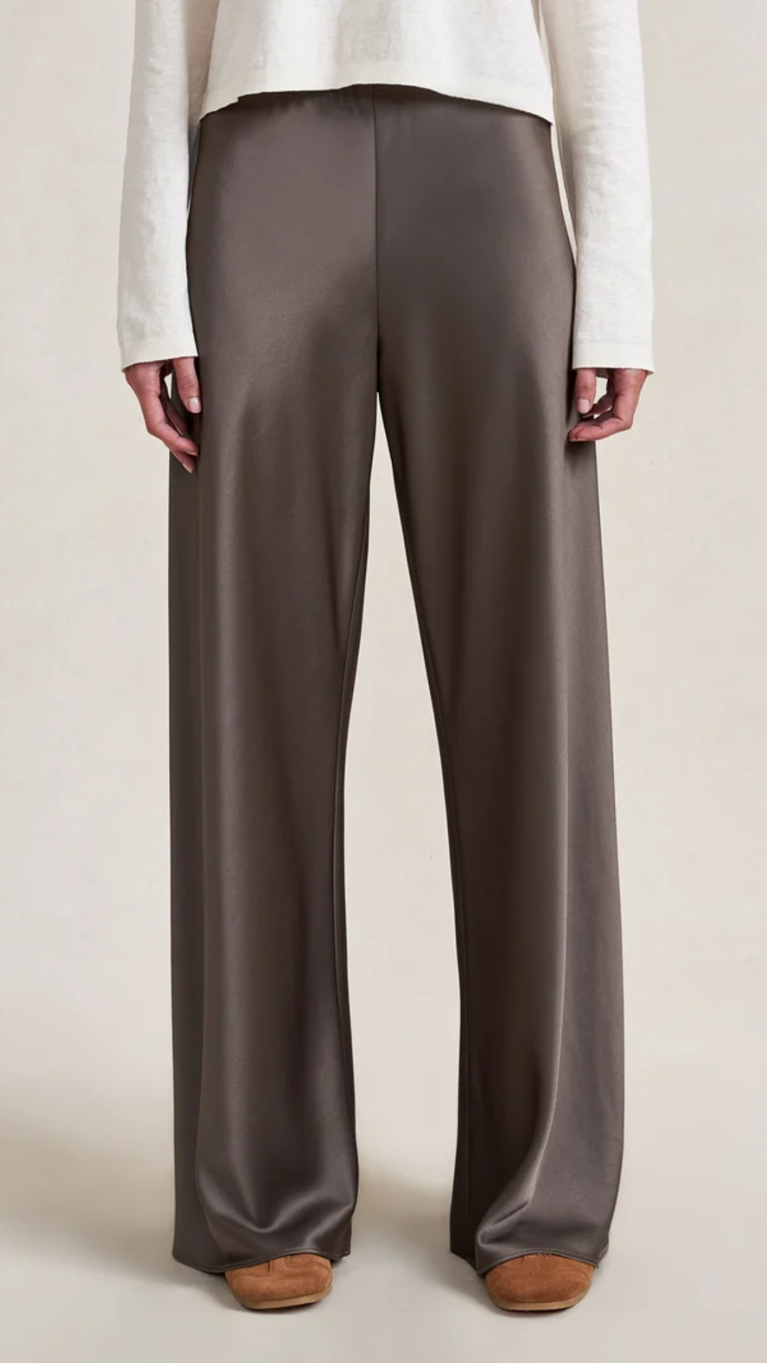 La Ligne Satin Colby Pant in Taupe