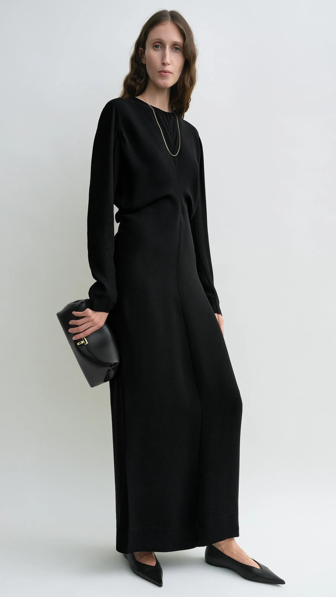 Toteme Long Sleeve Slouch Waist Dress in Black