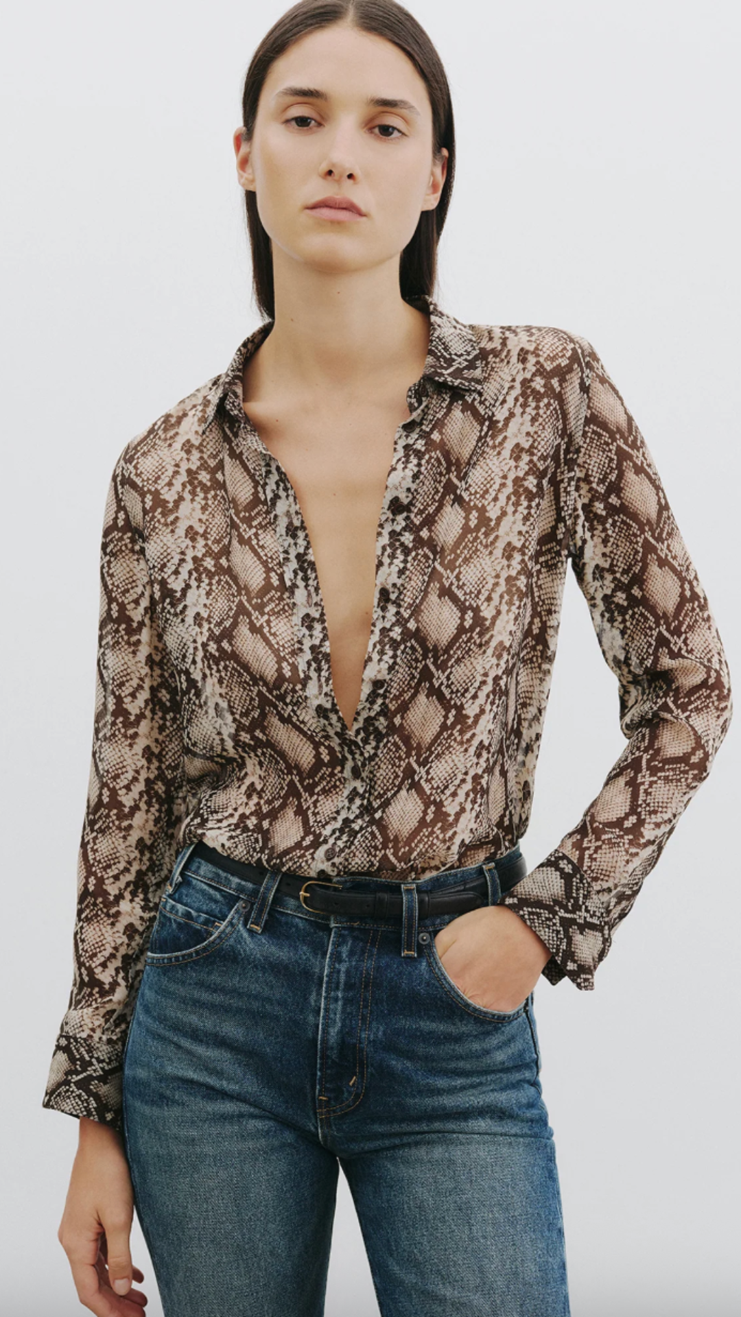 Nili Lotan Gaia Slim Shirt in Stone