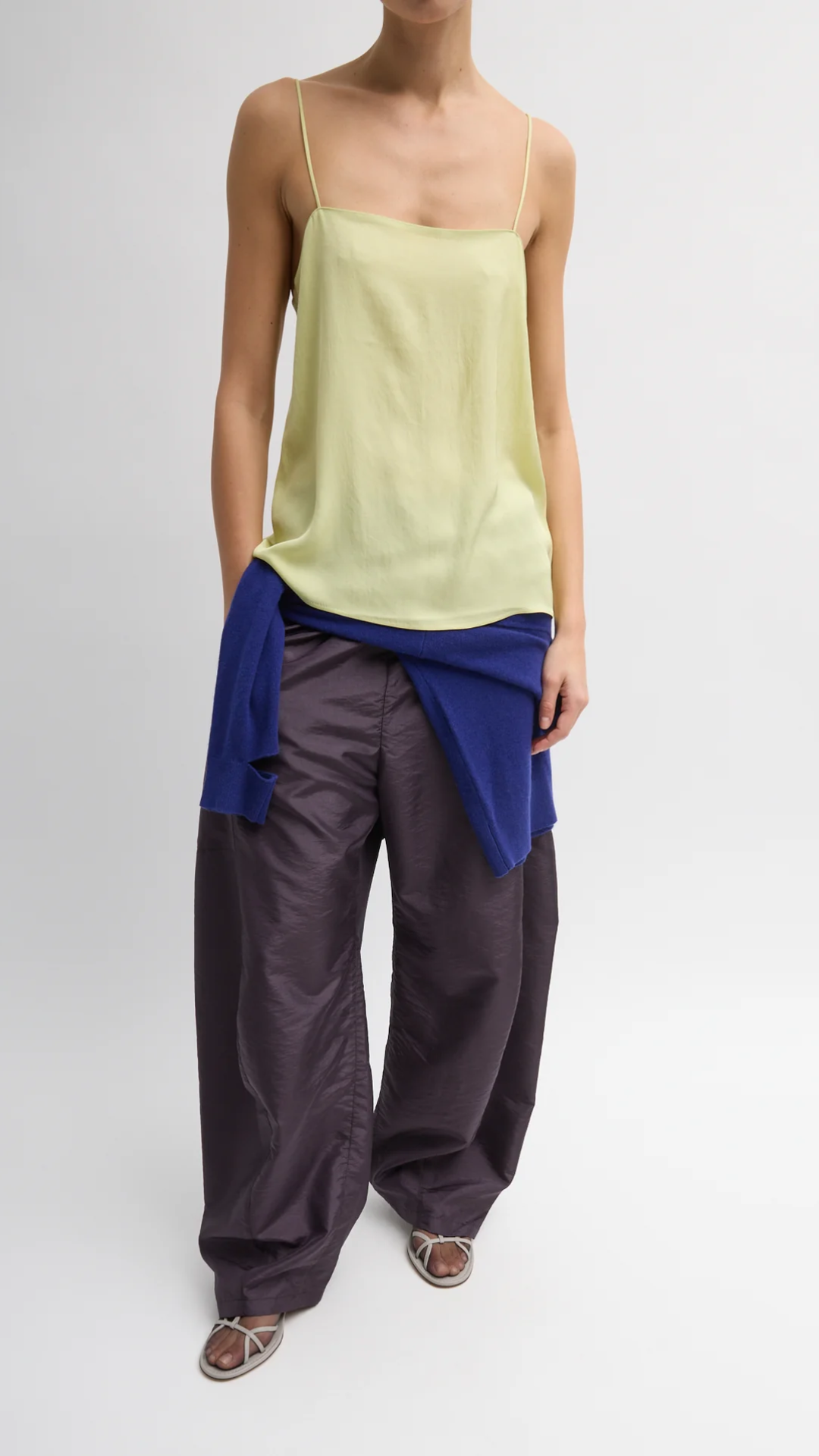 Tibi Crispy Nylon Winslow Pant in Eggplant